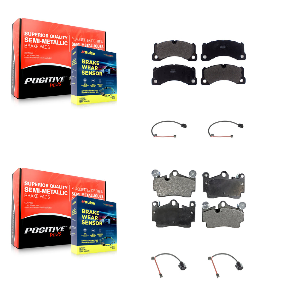Front Rear Semi-Metallic Disc Brake Pads And Wear Sensors Kit For Porsche Cayenne KPW-101507