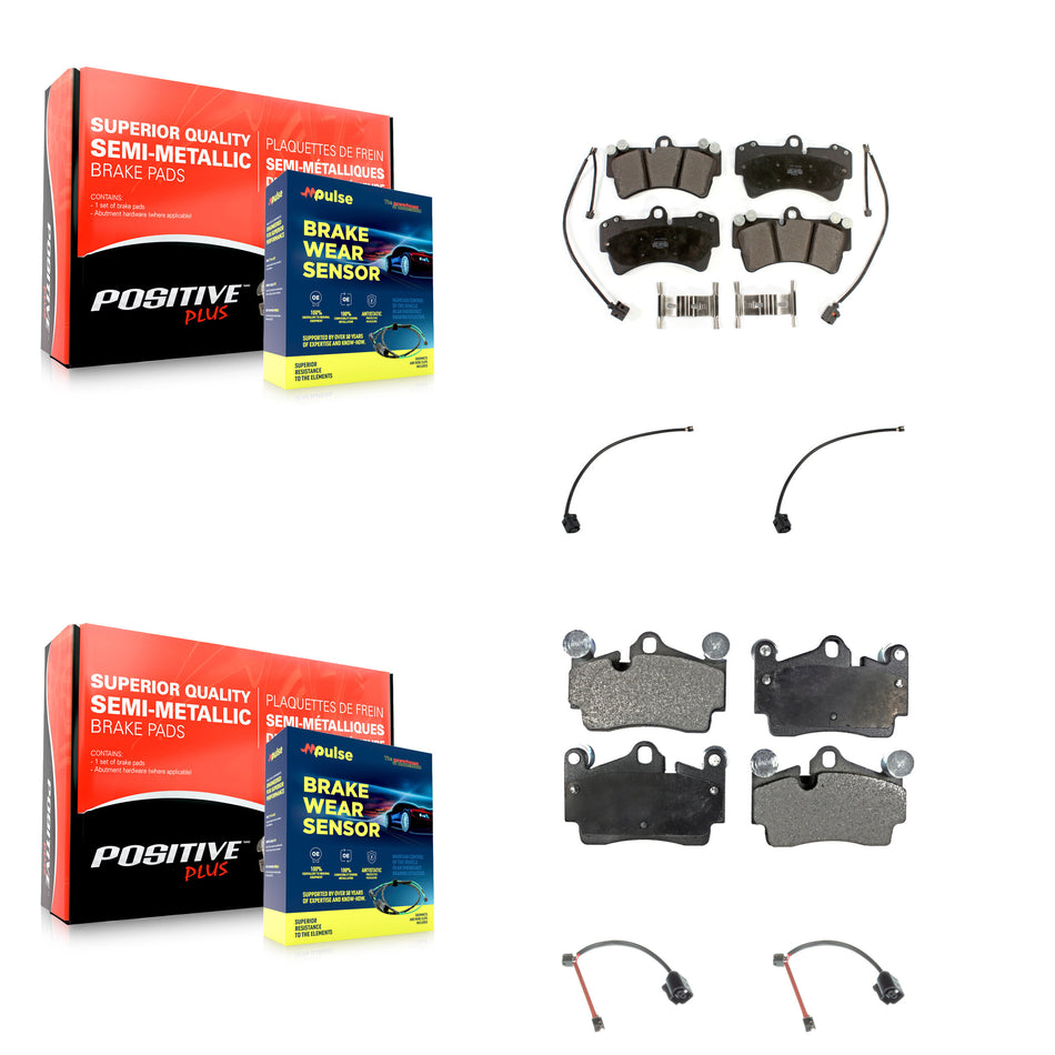 Front Rear Semi-Metallic Disc Brake Pads And Extra Wear Sensors Kit For Audi Q7 KPW-101511