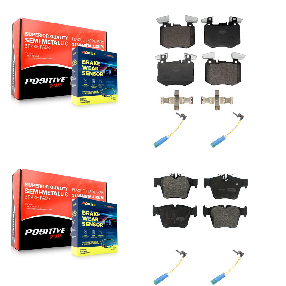 Front Rear Semi-Metallic Disc Brake Pads And Wear Sensors Kit For Mercedes-Benz GLC300 KPW-101515