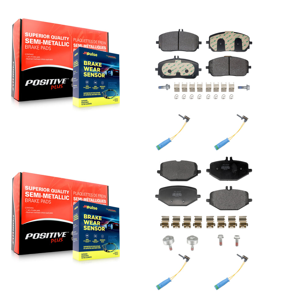 Front Rear Semi-Metallic Disc Brake Pad And Wear Sensor Kit For Mercedes-Benz GLE350 G550 KPW-101516