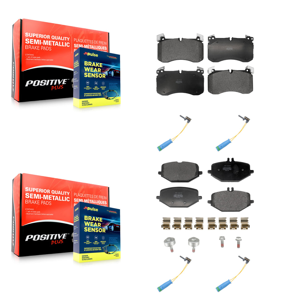 Front Rear Semi-Metallic Brake Pads & Wear Sensor Kit For 20-22 Mercedes-Benz GLS450 3.0L KPW-101520