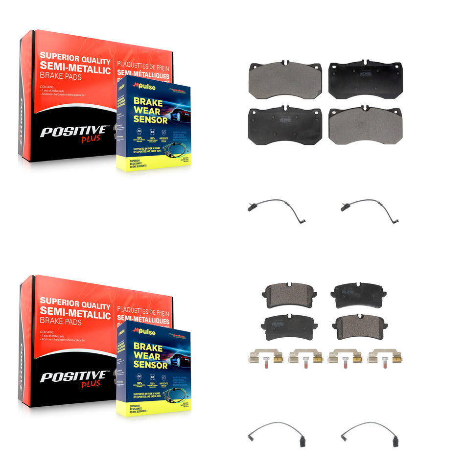 Front Rear Semi-Metallic Disc Brake Pads And Wear Sensors Kit For Audi A7 Quattro KPW-101522