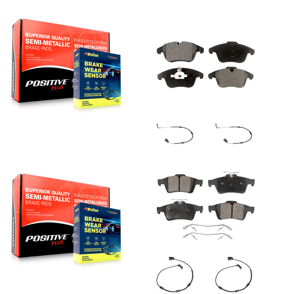 Front Rear Semi-Metallic Disc Brake Pads And Wear Sensors Kit For Jaguar XF KPW-101524