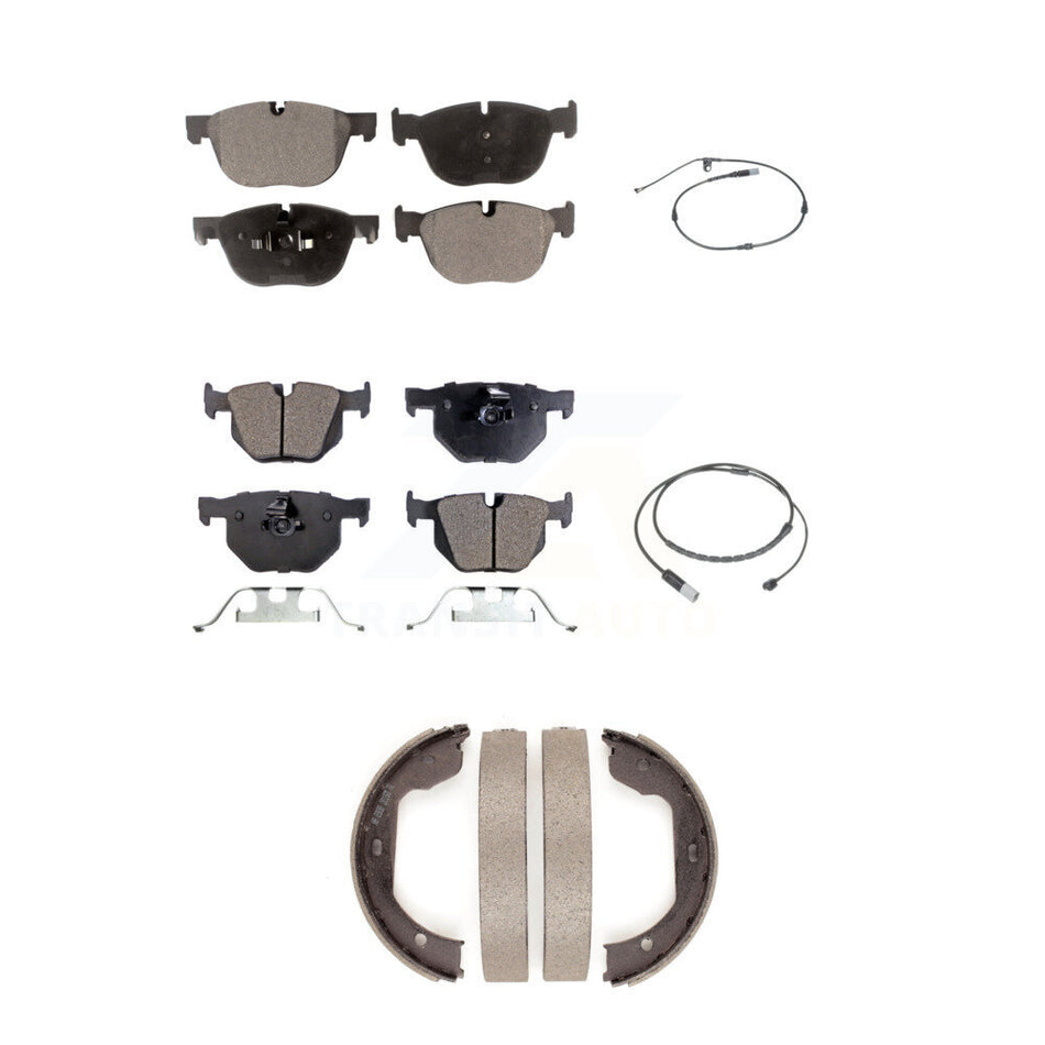 Front Rear Semi-Metallic Brake Pad & Wear Sensor Kit (5Pc) For BMW X5 xDrive35d with 3.0L KPW-101528