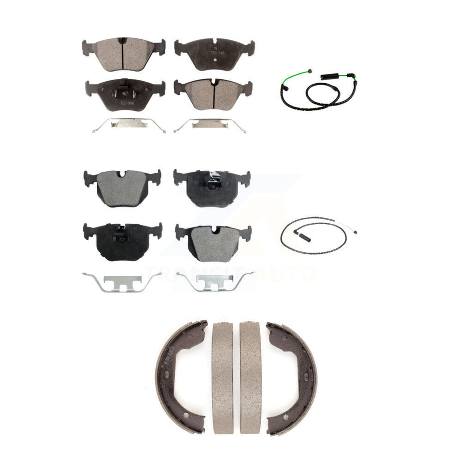 Front Rear Semi-Metallic Disc Brake Pads And Wear Sensors Kit (5Pc) For BMW X3 3.0L KPW-101538