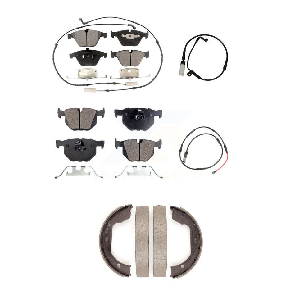 Front Rear Semi-Metallic Brake Pad & Extra Wear Sensor Kit (5Pc) For BMW 528i xDrive 3.0L KPW-101541