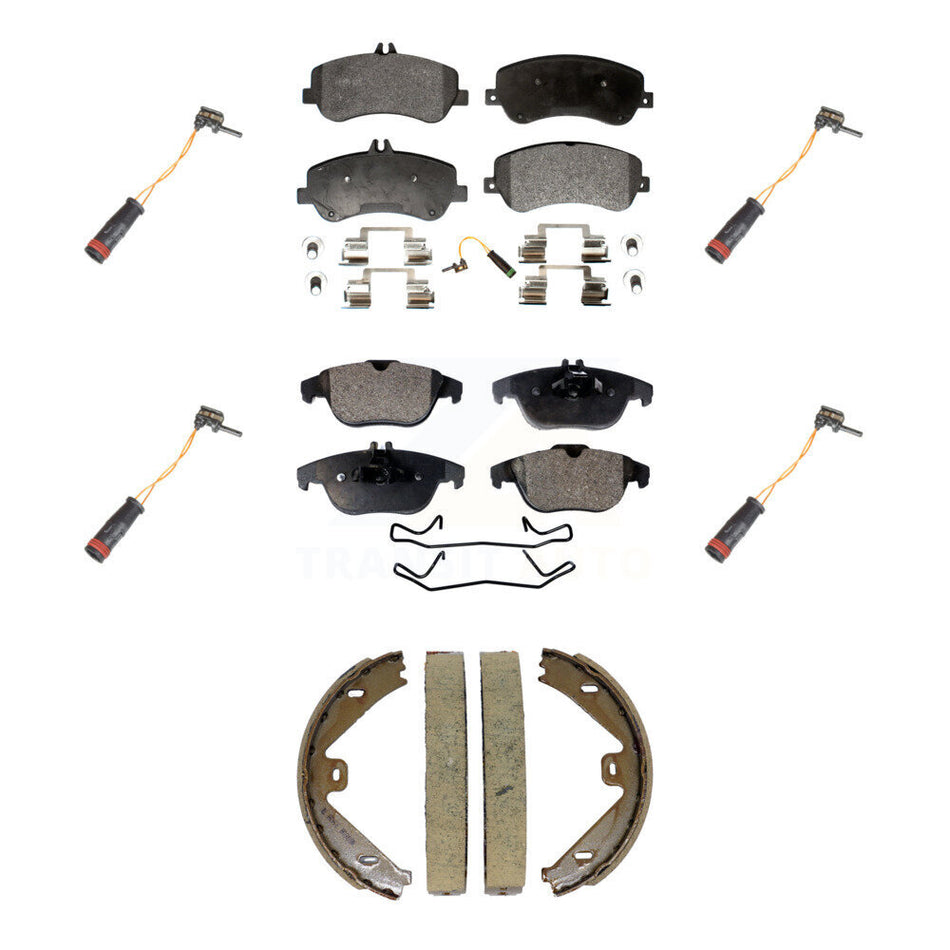 Front Rear Semi-Metallic Brake Pad & Extra Wear Sensor Kit (7Pc) For Mercedes-Benz GLK350 KPW-101550