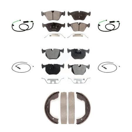 Front Rear Semi-Metallic Disc Brake Pads And Wear Sensors Kit (7Pc) For BMW X3 3.0L KPW-101558