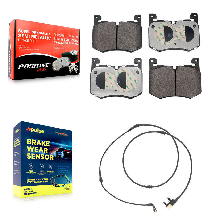 Front Semi-Metallic Brake Pads & Wear Sensor Kit For Jaguar F-Pace Land Rover Range Velar KPW-101561