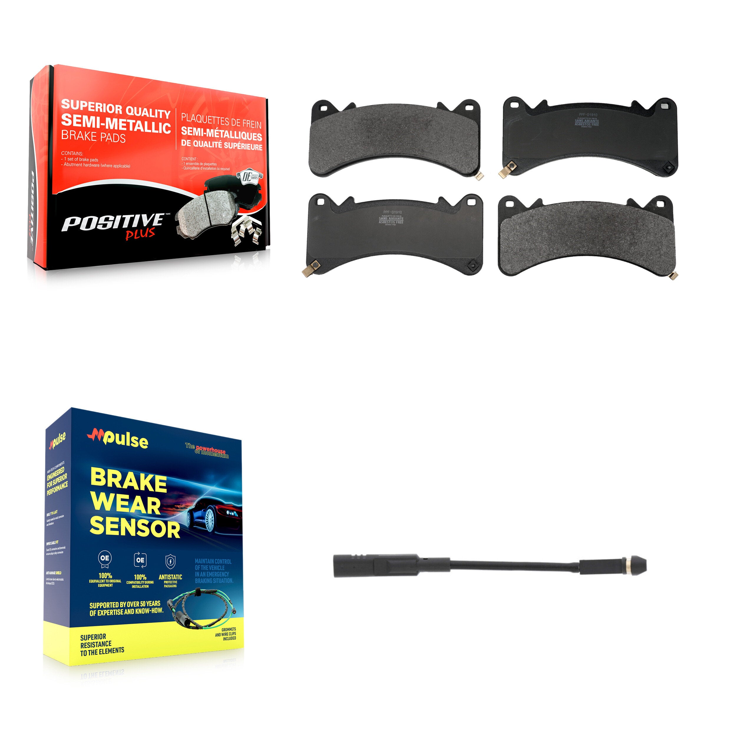 Front Semi-Metallic Brake Pads Wear Sensor Kit For GMC Chevrolet Silverado 1500 Sierra XL KPW-101575