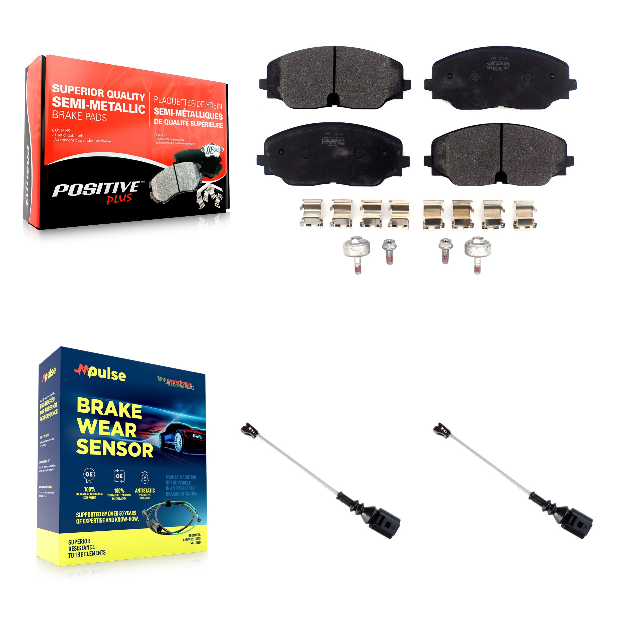 Front Semi-Metallic Disc Brake Pads And Wear Sensors Kit For Volkswagen Atlas Cross Sport KPW-101584