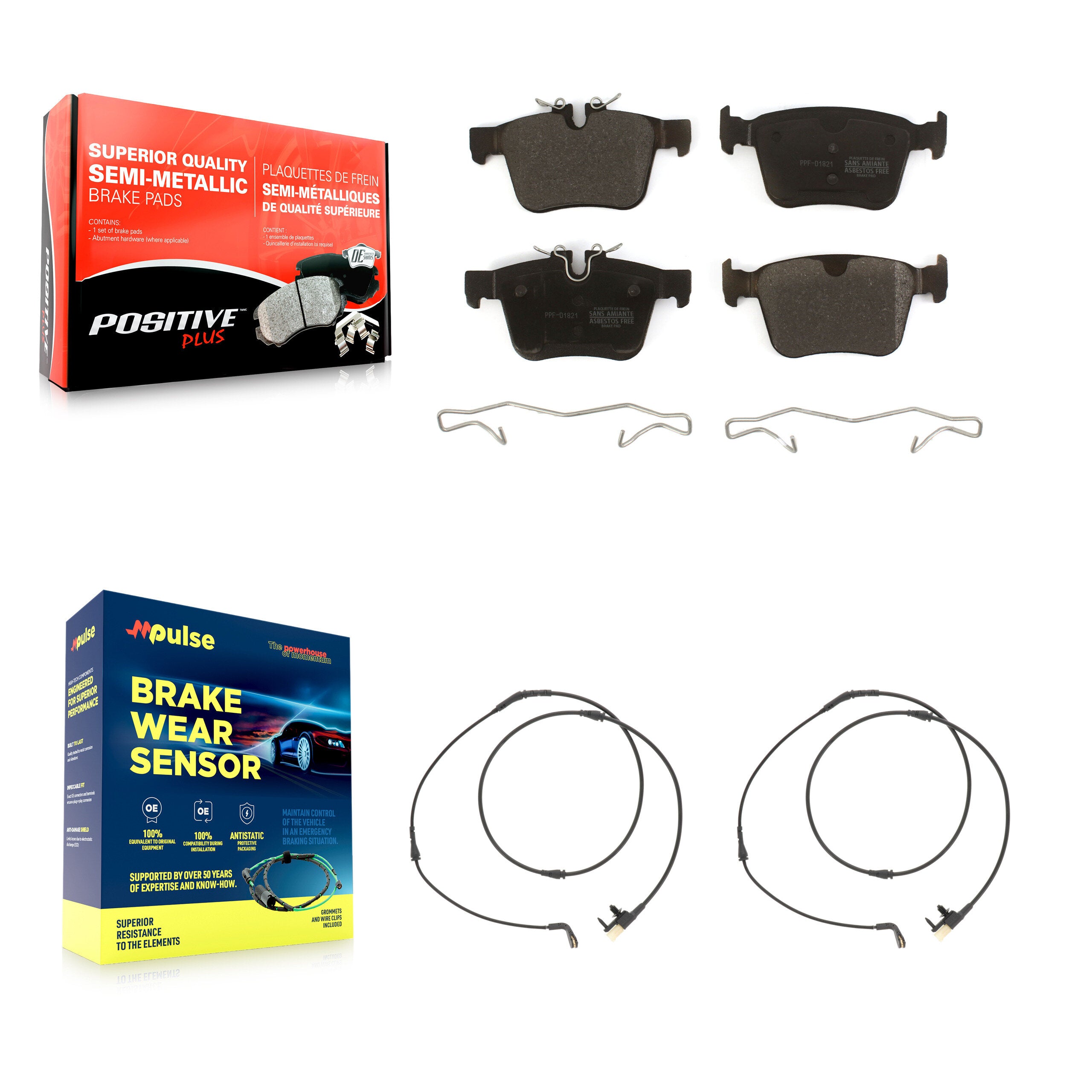 Rear Semi-Metallic Brake Pad And Wear Sensor Kit For Land Rover Range Velar Jaguar F-Pace KPW-101621