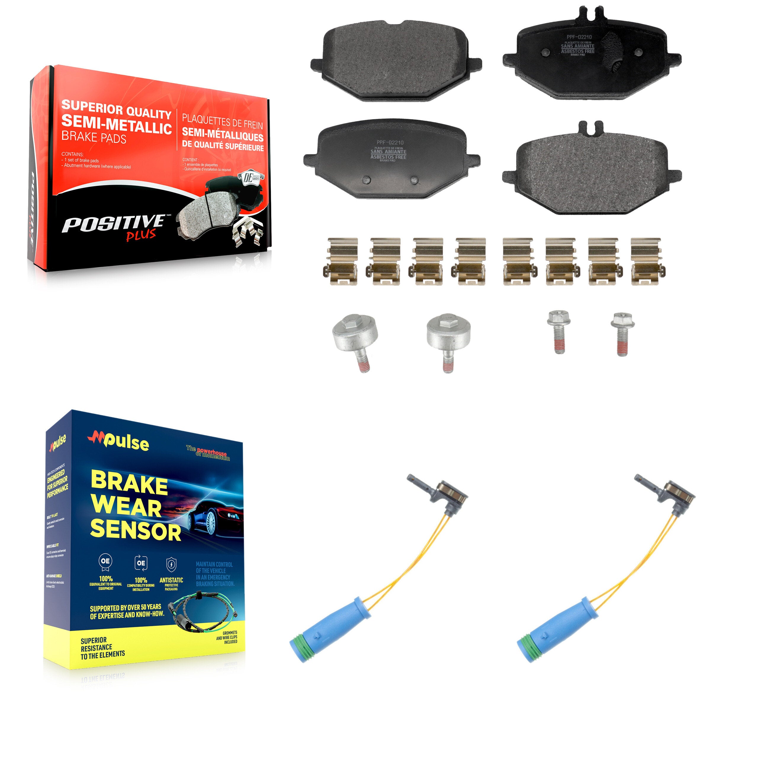 Rear Semi-Metallic Brake Pads Wear Sensor Kit For Mercedes-Benz GLE450 GLE350 GLS450 G550 KPW-101639