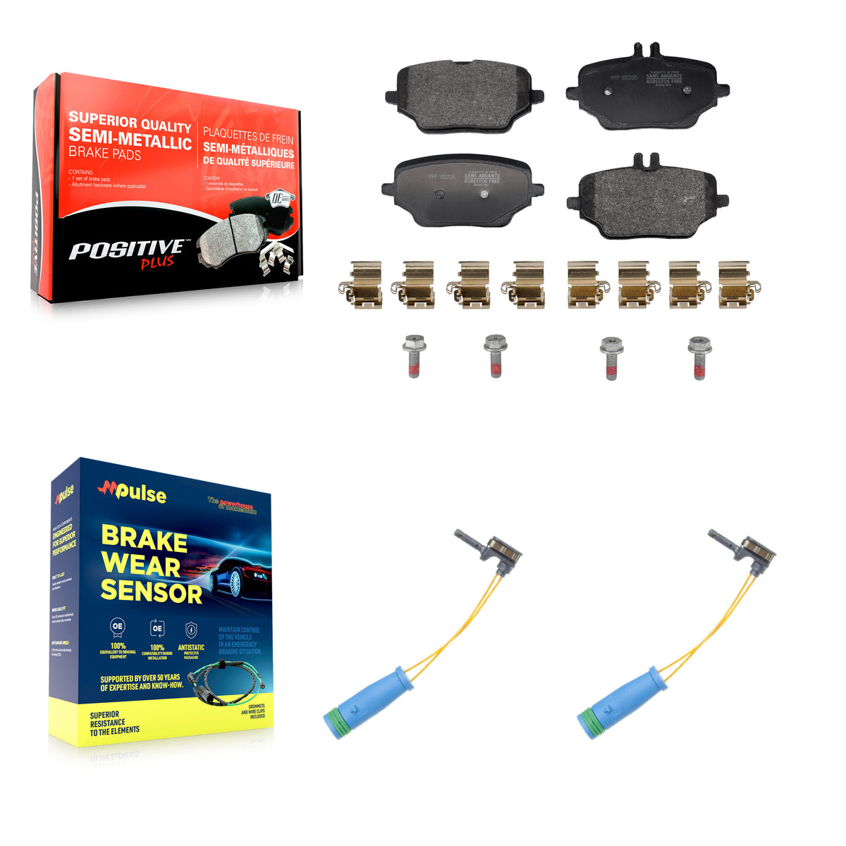 Rear Semi-Metallic Disc Brake Pads And Wear Sensors Kit For Mercedes-Benz GLE350 KPW-101641