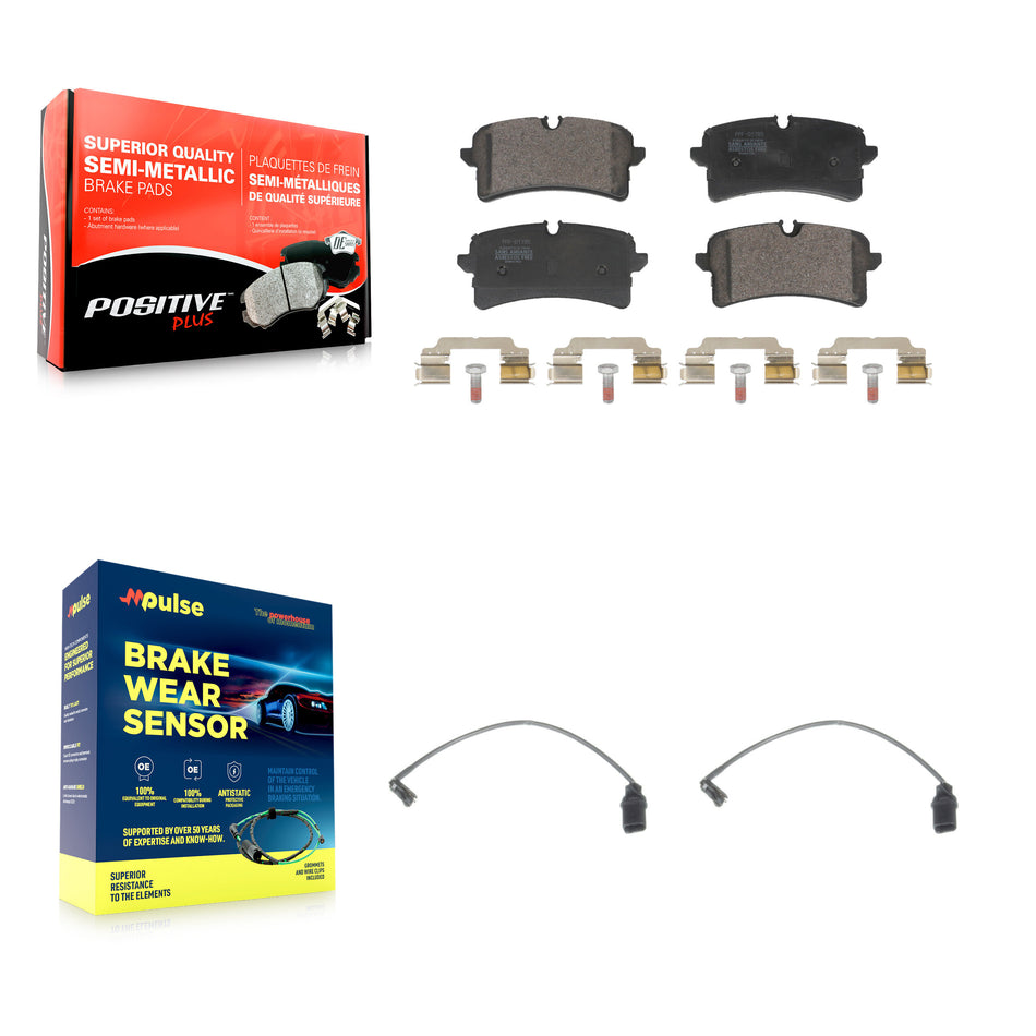 Rear Semi-Metallic Disc Brake Pads And Wear Sensors Kit For Audi A7 Quattro S6 RS7 S7 KPW-101642