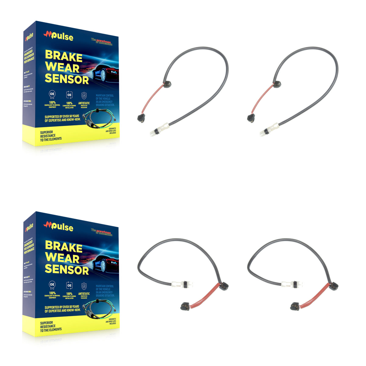 Front Rear Brake Pads Wear Sensor (4 Pack) For Porsche 911 without Ceramic Rotor KSE-100153