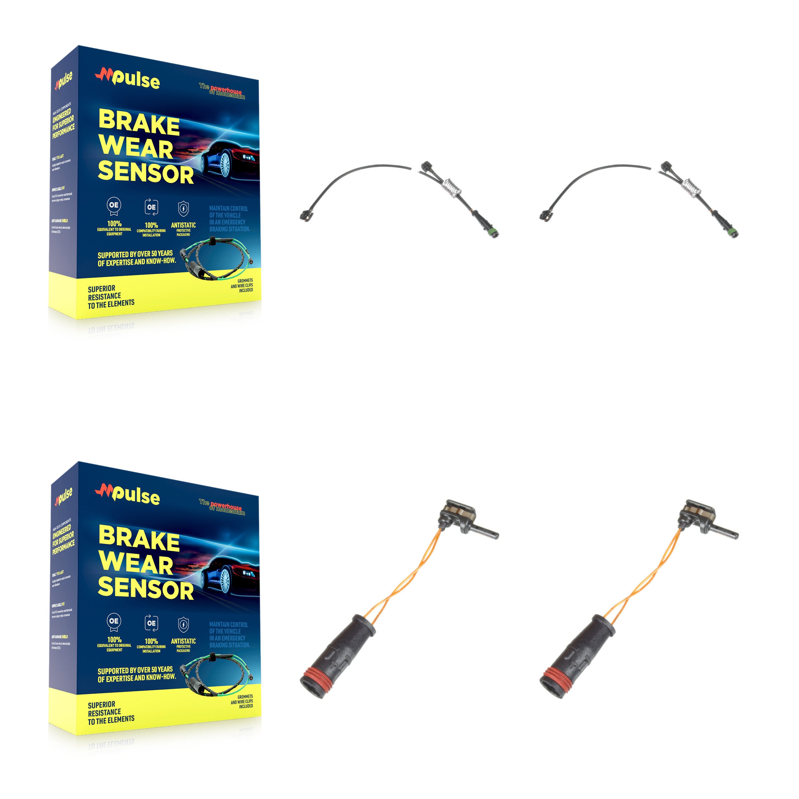 Front Rear Brake Pads Wear Sensor (4 Pack) For Mercedes-Benz SL63 AMG S65 SL65 S65L KSE-100204
