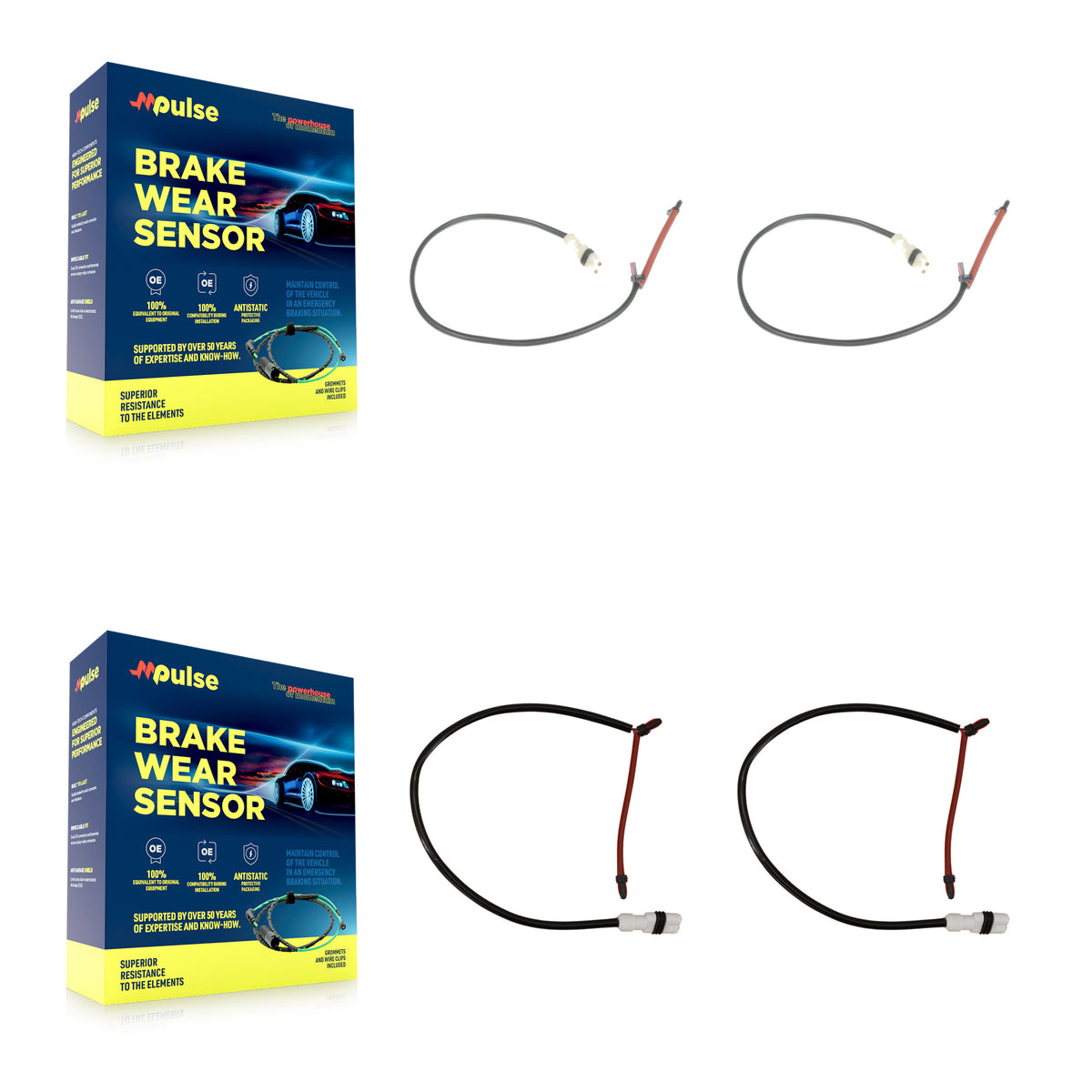 Front Rear Brake Pads Wear Sensor (4 Pack) For 2008 Porsche 911 with Steel Rotor KSE-100412