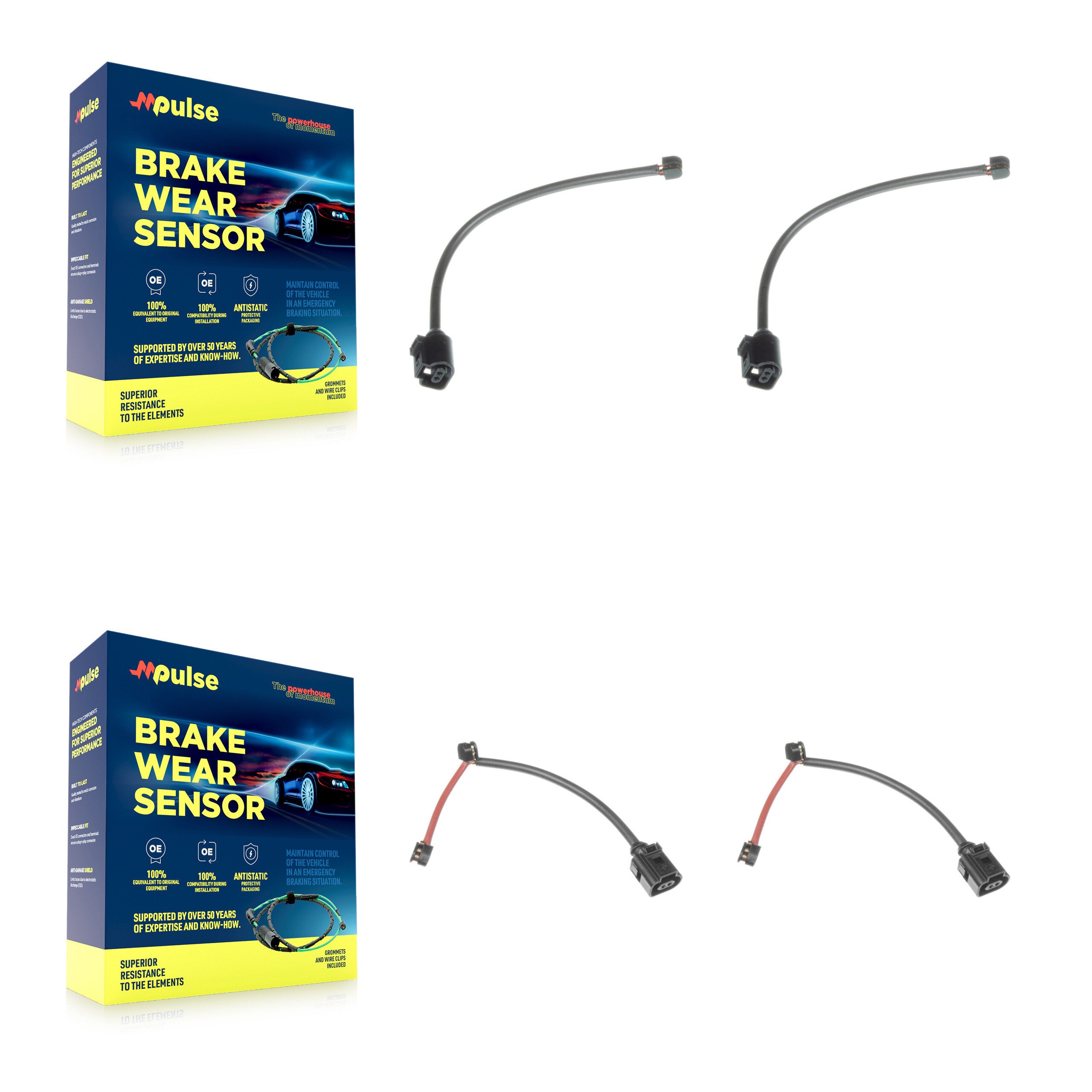 Front Rear Brake Pads Wear Sensor (4 Pack) For Porsche 911 KSE-100427