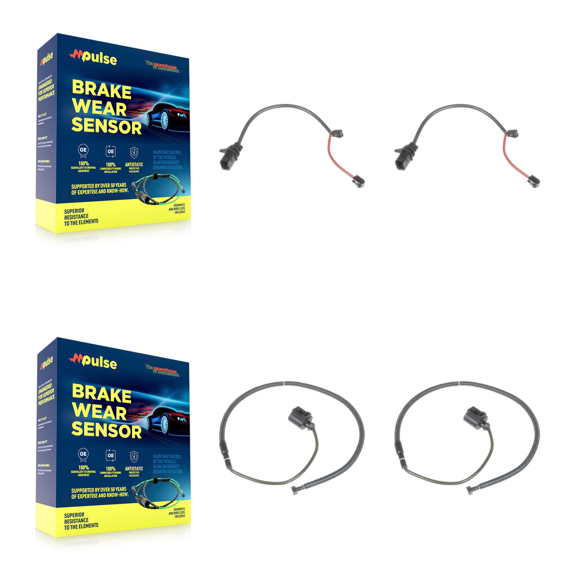 Front Rear Brake Pads Wear Sensor (4 Pack) For 2011 Audi S6 5.2L KSE-100456