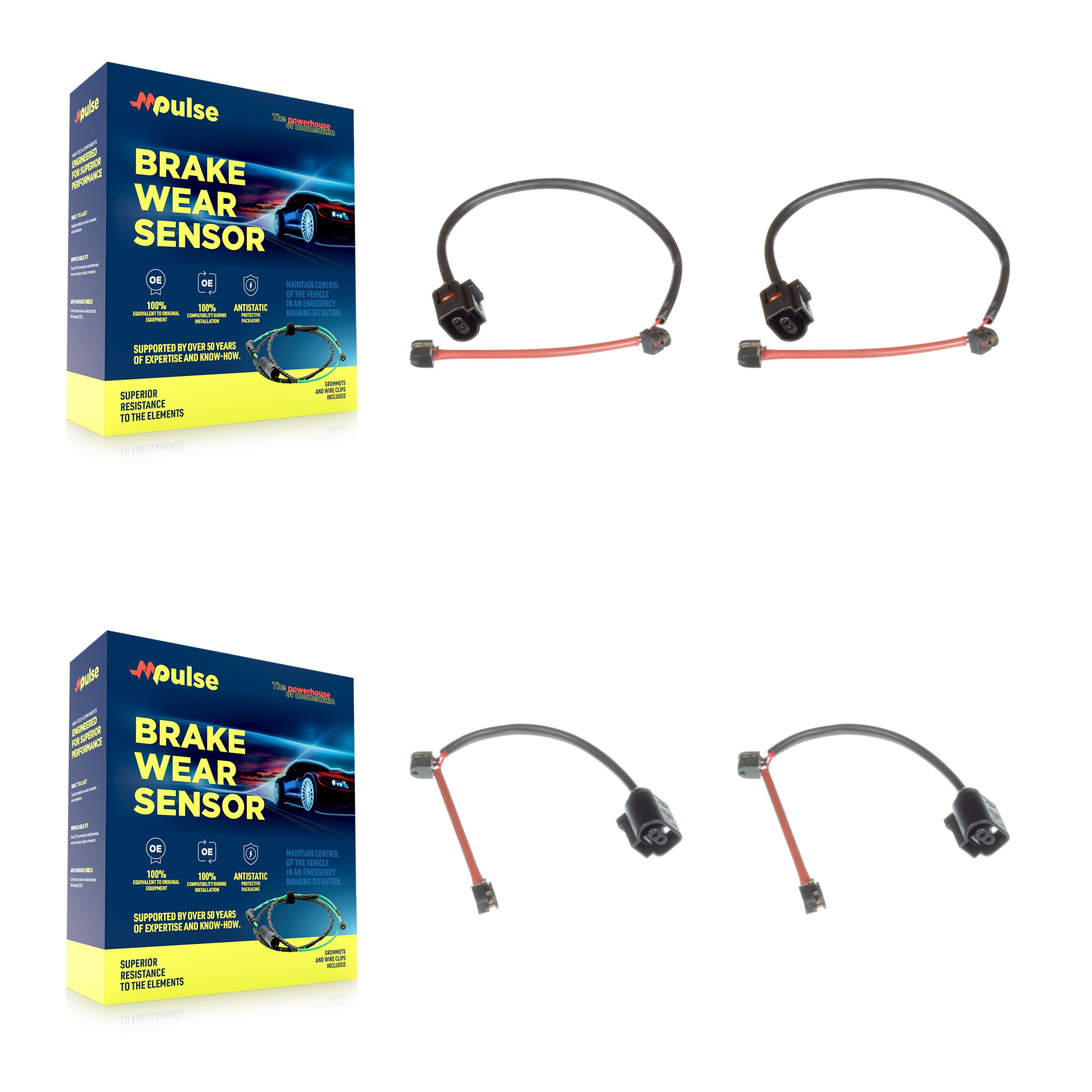 Front Rear Brake Pads Wear Sensor (4 Pack) For 2009-2010 Porsche Cayenne Turbo with 4.8L KSE-100487