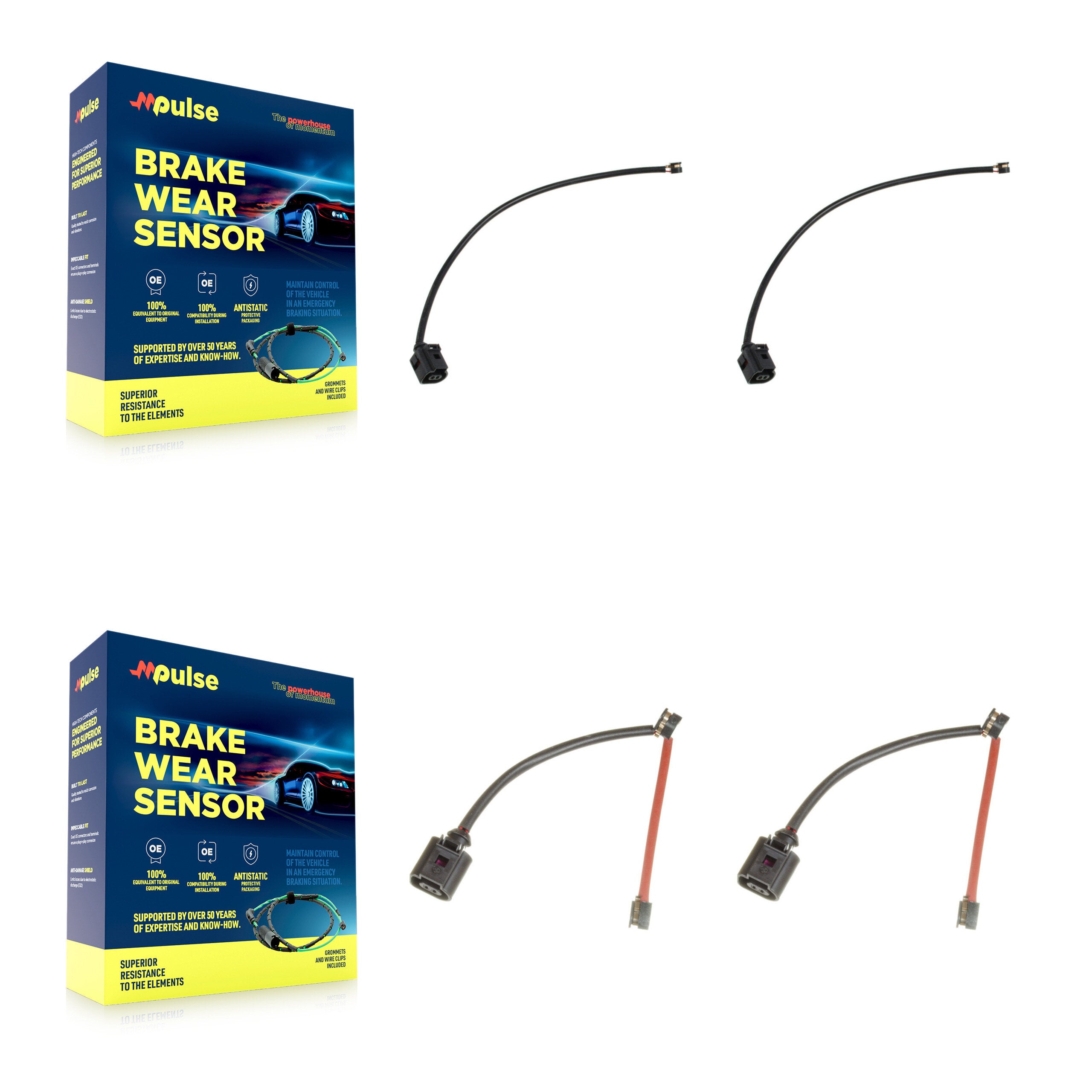 Front Rear Brake Pads Wear Sensor (4 Pack) For Audi Q7 with Ceramic Composite KSE-100501
