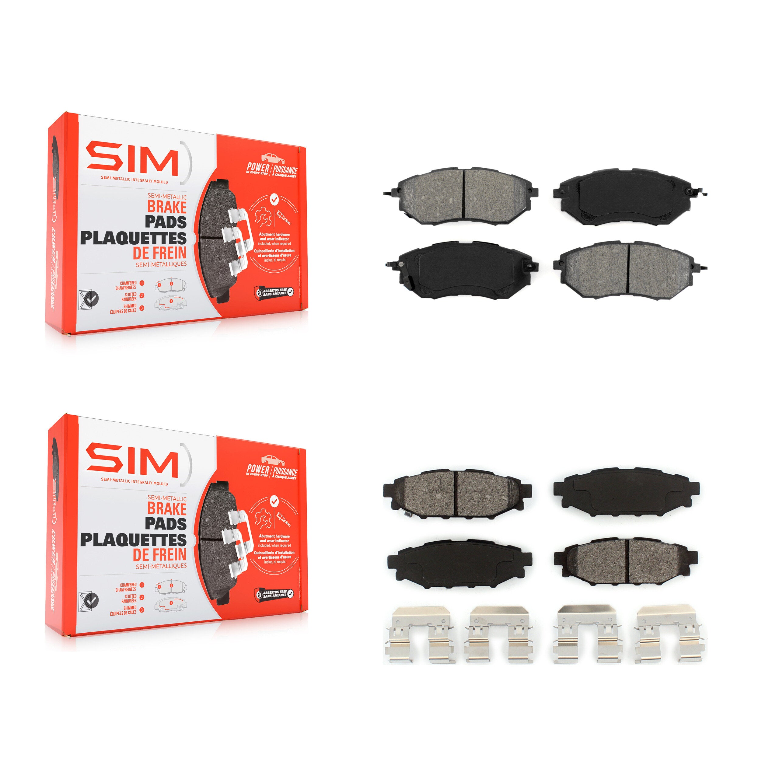 Front Rear Semi-Metallic Brake Pads Kit For Subaru WRX KSM-100043