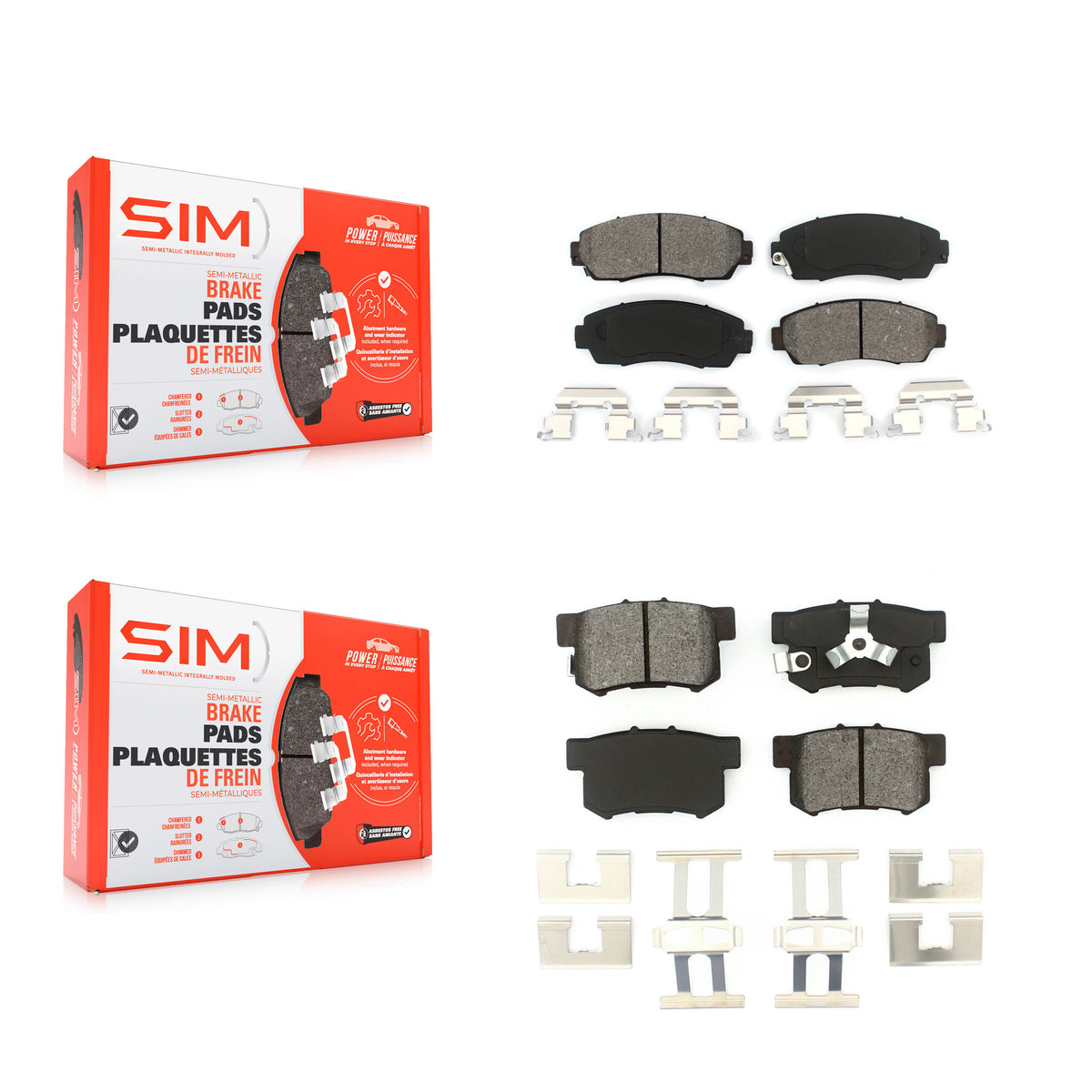 Front Rear Semi-Metallic Brake Pads Kit For Honda CR-V Acura RDX Accord Crosstour KSM-100049