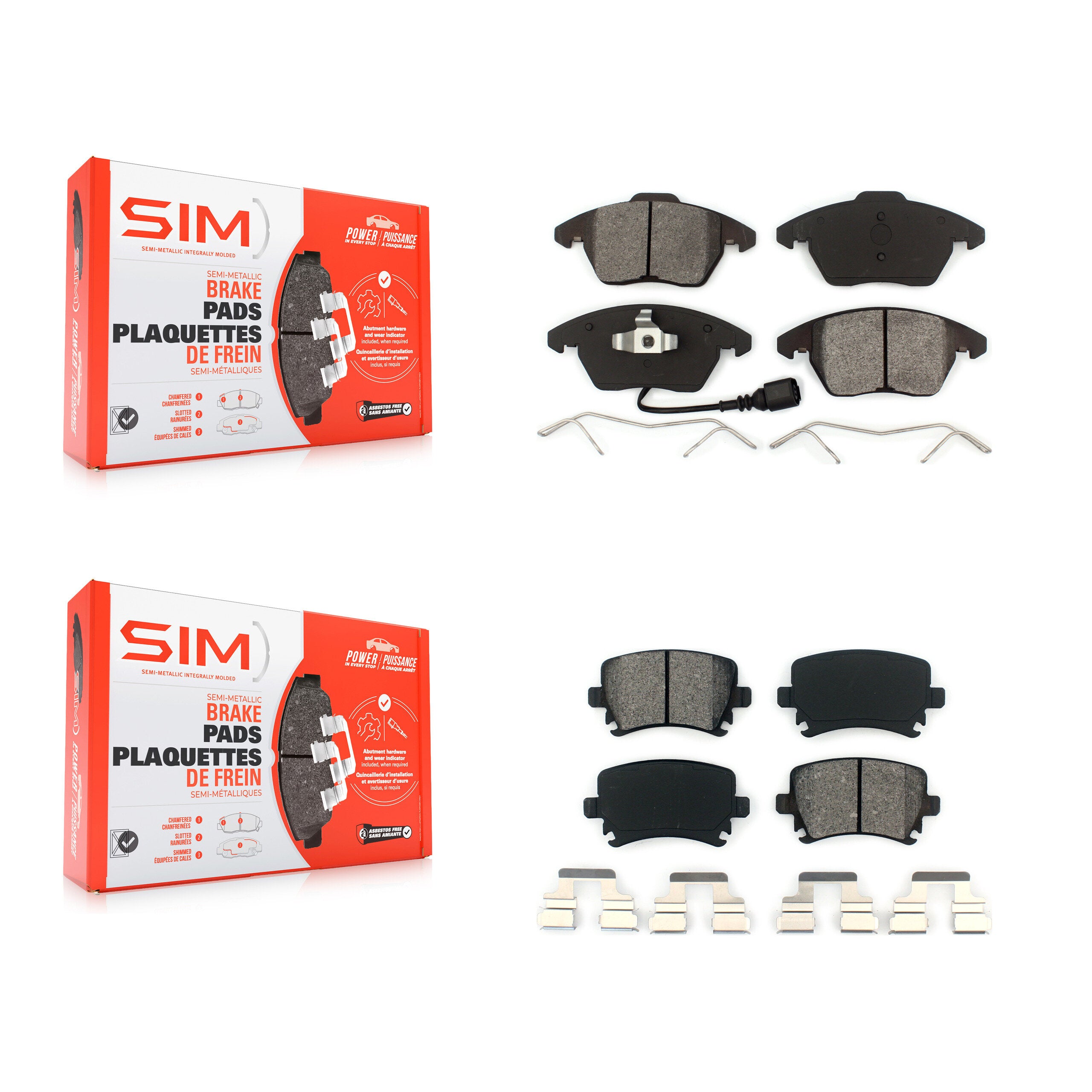 Front Rear Semi-Metallic Brake Pad Kit For Volkswagen Jetta Rabbit Audi Passat CC GTI Eos KSM-100056