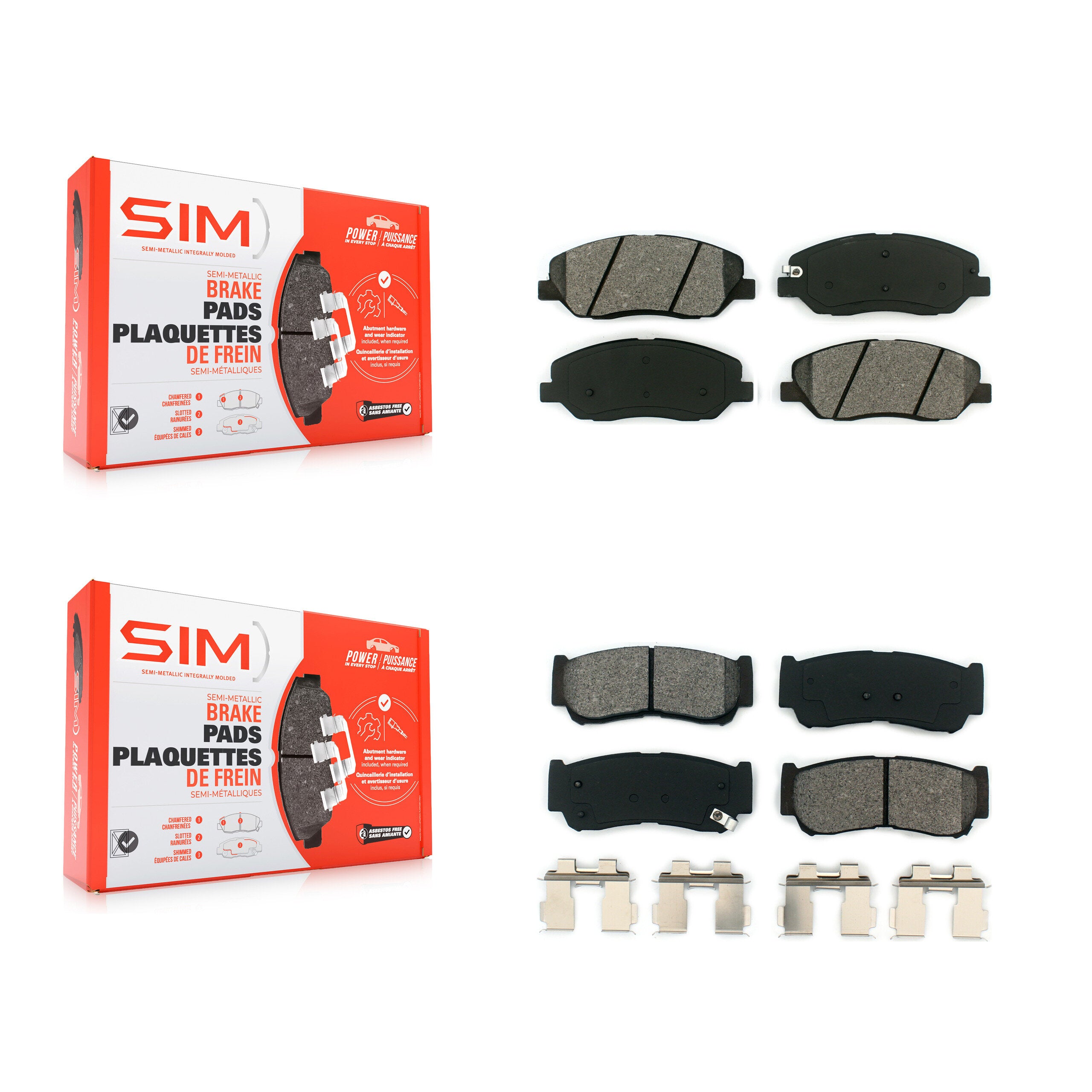 Front Rear Semi-Metallic Brake Pads Kit For 2007-2009 Hyundai Santa Fe KSM-100081