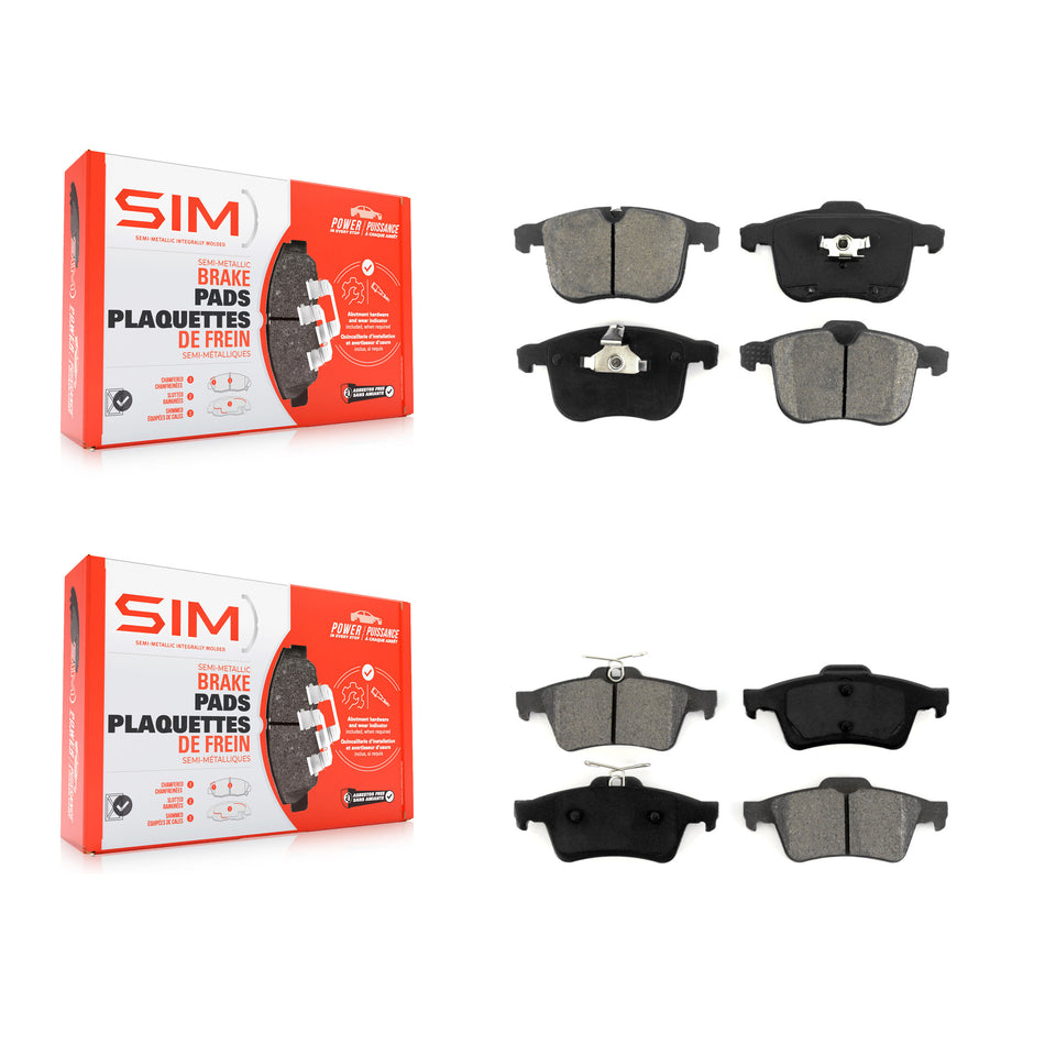 Front Rear Semi-Metallic Brake Pad Kit For 04-11 Saab 9-3 With 314mm Diameter Rotor KSM-100094