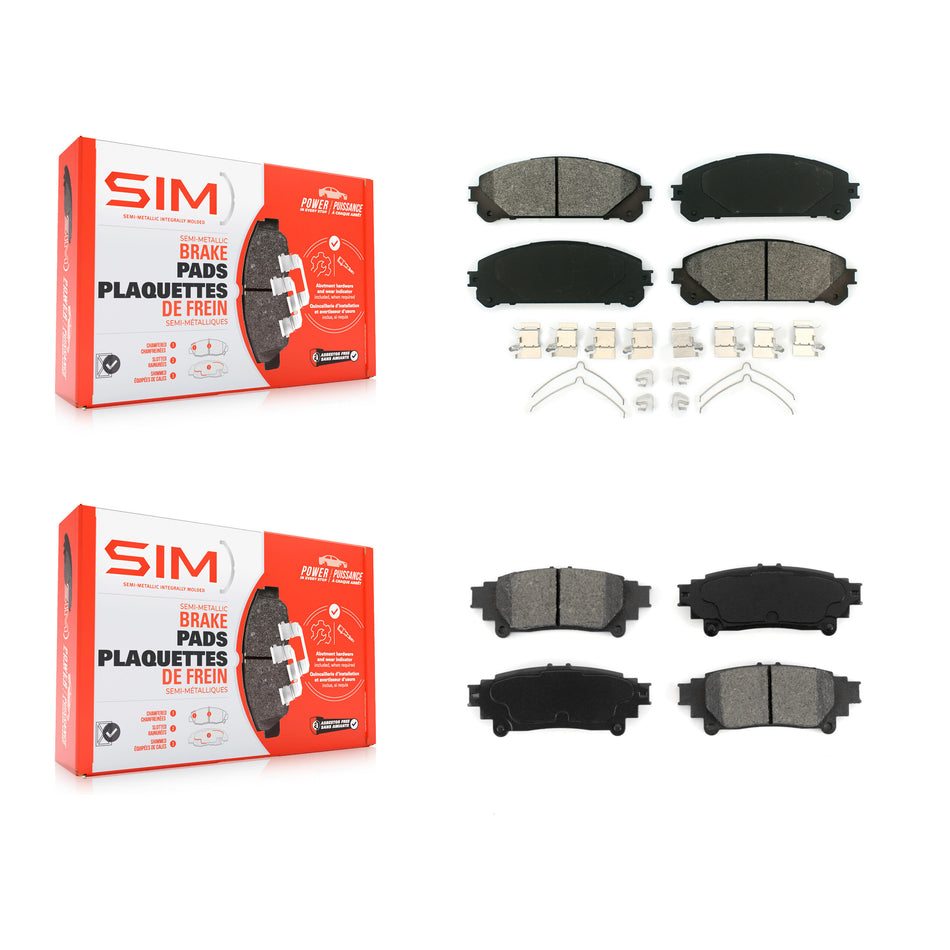 Front Rear Semi-Metallic Brake Pads Kit For Toyota Sienna Highlander Lexus RX350 RX450h KSM-100119