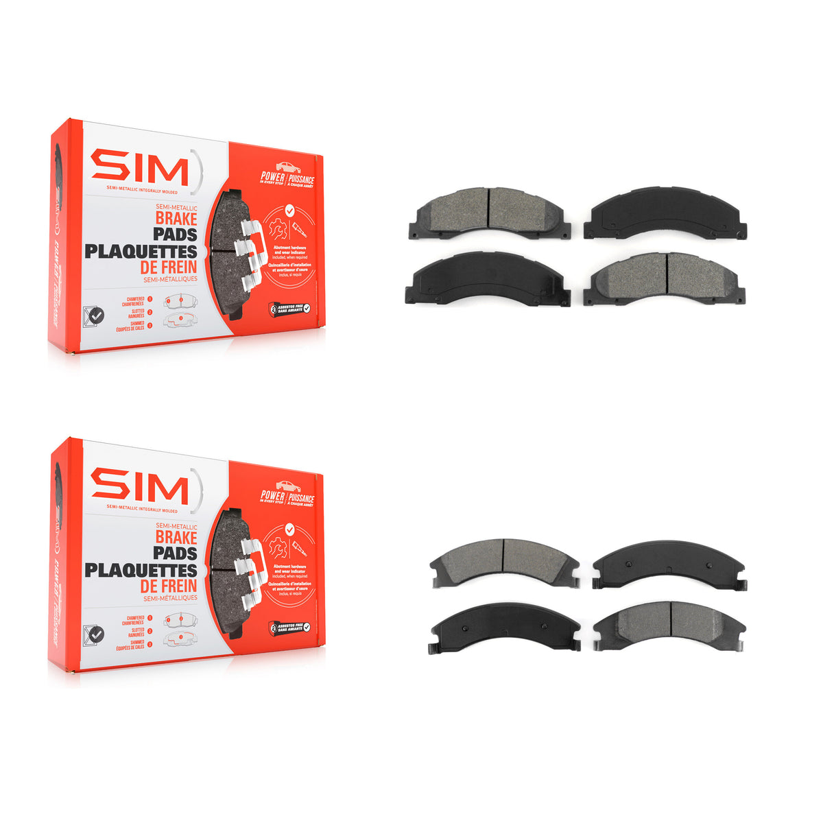 Front Rear Semi-Metallic Brake Pads Kit For Ford E-350 Super Duty E-250 E-150 E-450 KSM-100120