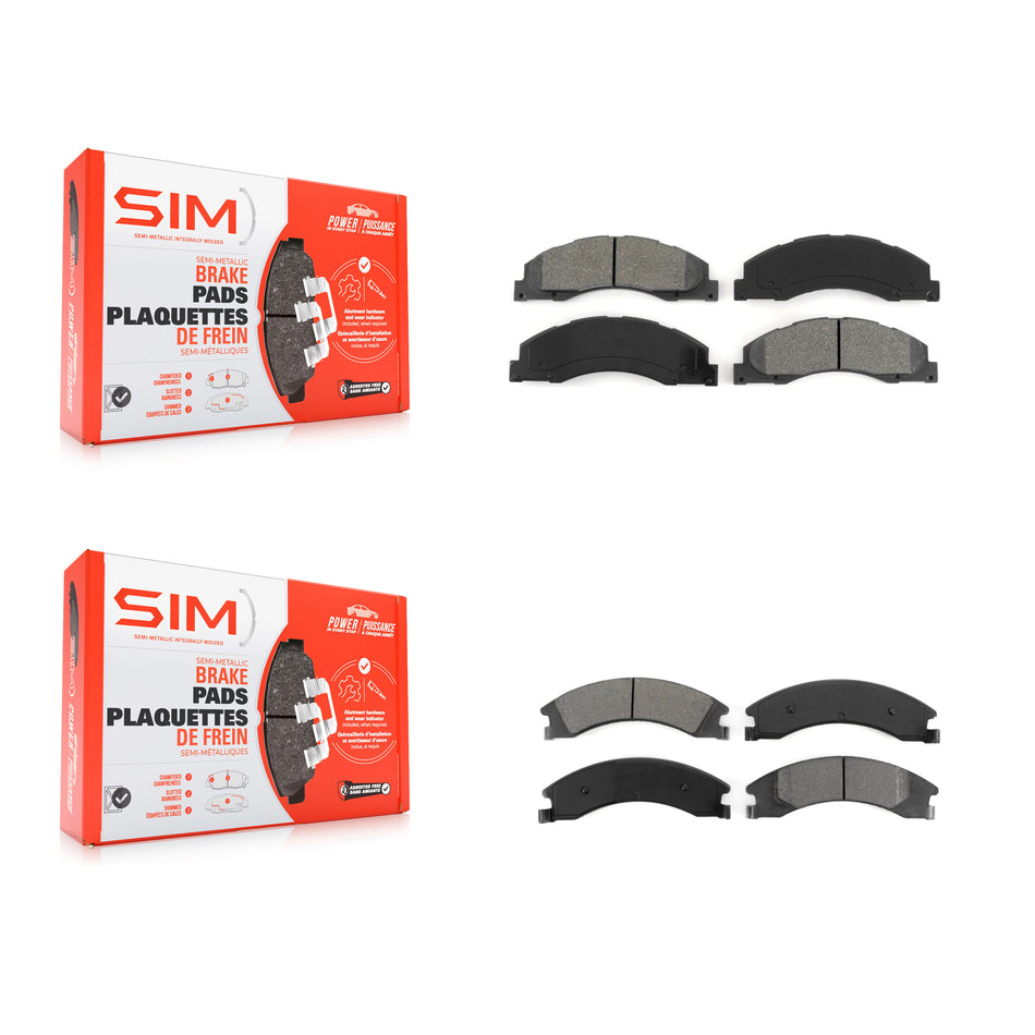 Front Rear Semi-Metallic Brake Pads Kit For Ford E-350 Super Duty E-250 E-150 E-450 KSM-100120