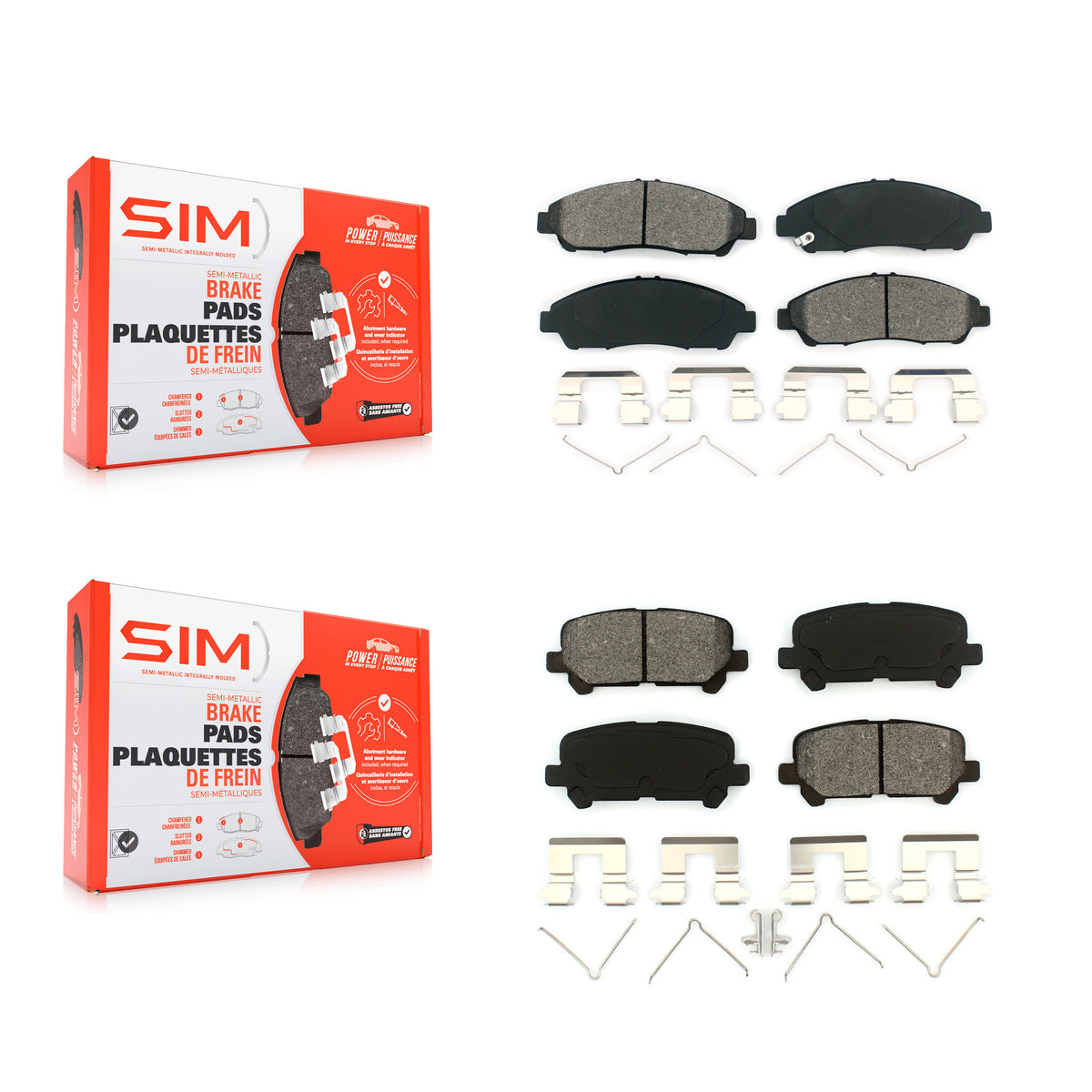 Front Rear Semi-Metallic Brake Pads Kit For Honda Pilot Acura MDX ZDX KSM-100145