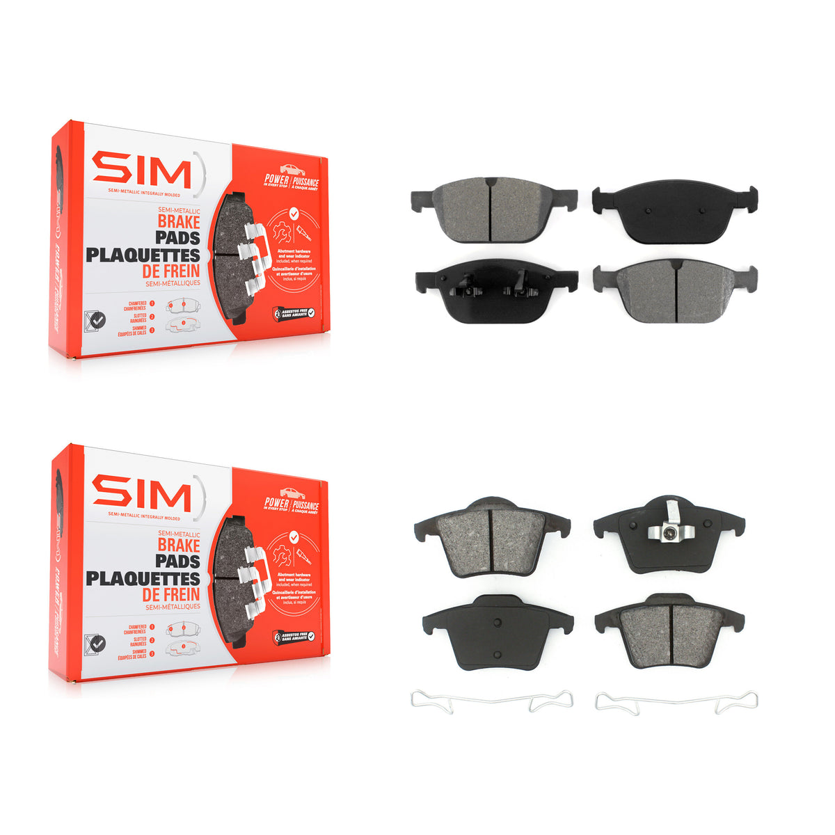 Front Rear Semi-Metallic Brake Pads Kit For Volvo XC90 With 328mm Diameter Rotor KSM-100156