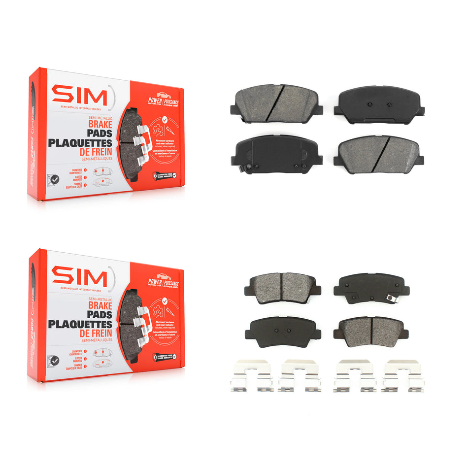 Front Rear Semi-Metallic Brake Pads Kit For 2013-2015 Kia Optima Hyundai Veloster KSM-100159