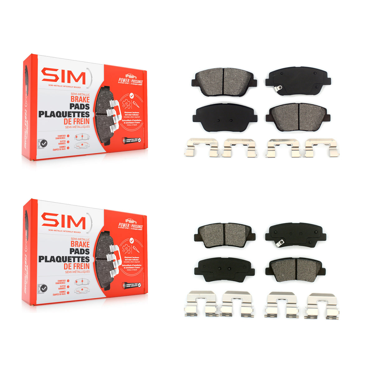 Front Rear Semi-Metallic Brake Pads Kit For Hyundai Sonata Kia Optima KSM-100169