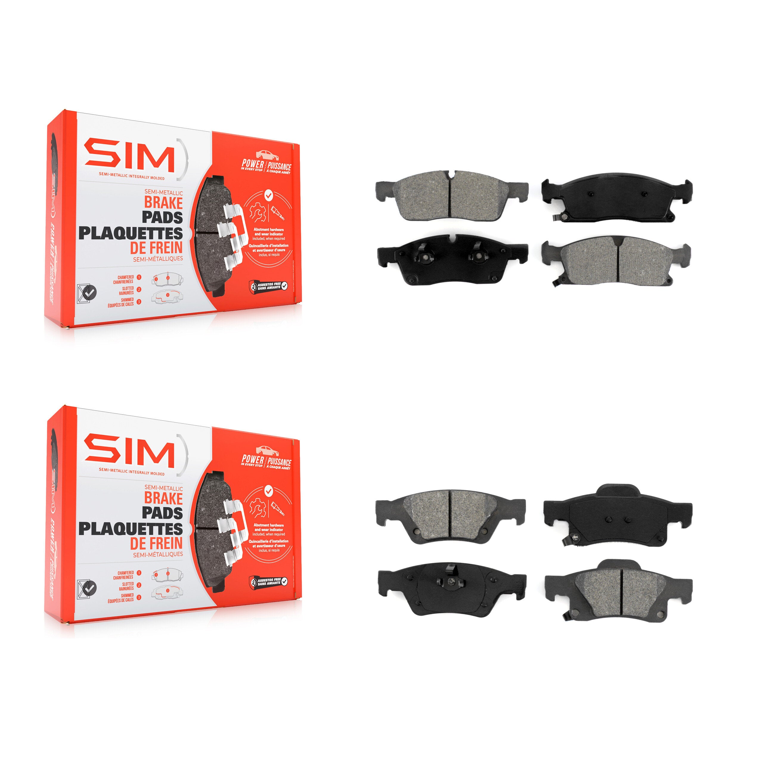Front Rear Semi-Metallic Brake Pads Kit For Dodge Durango Jeep Grand Cherokee WK KSM-100173