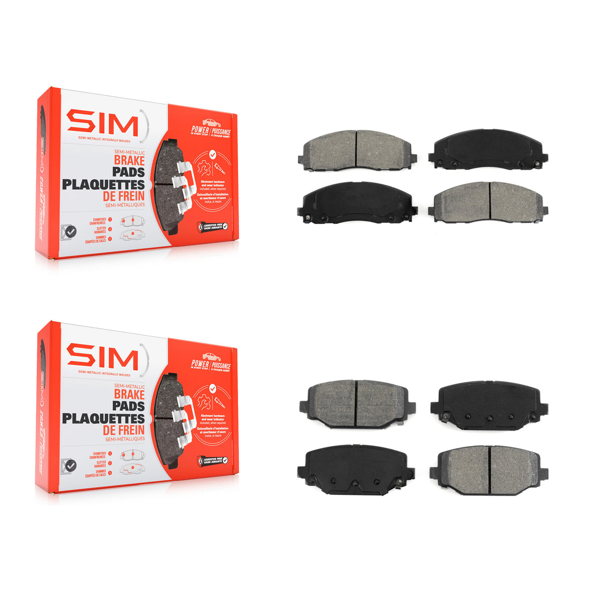 Front Rear Semi-Metallic Brake Pads Kit For Dodge Grand Caravan Journey Chrysler Town & KSM-100195