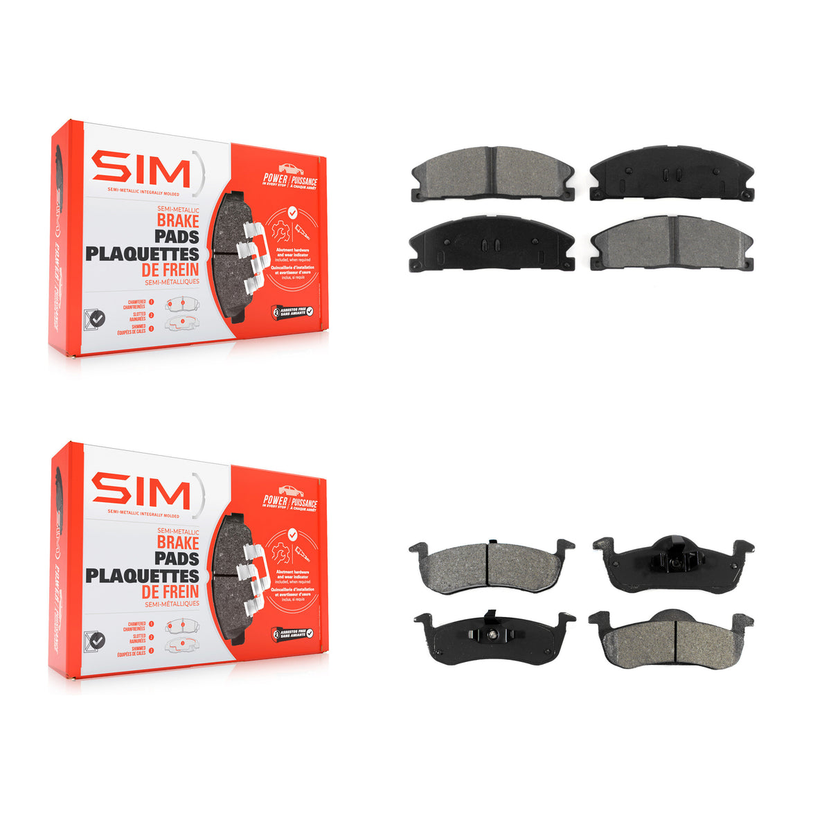 Front Rear Semi-Metallic Brake Pads Kit For Lincoln MKT KSM-100196