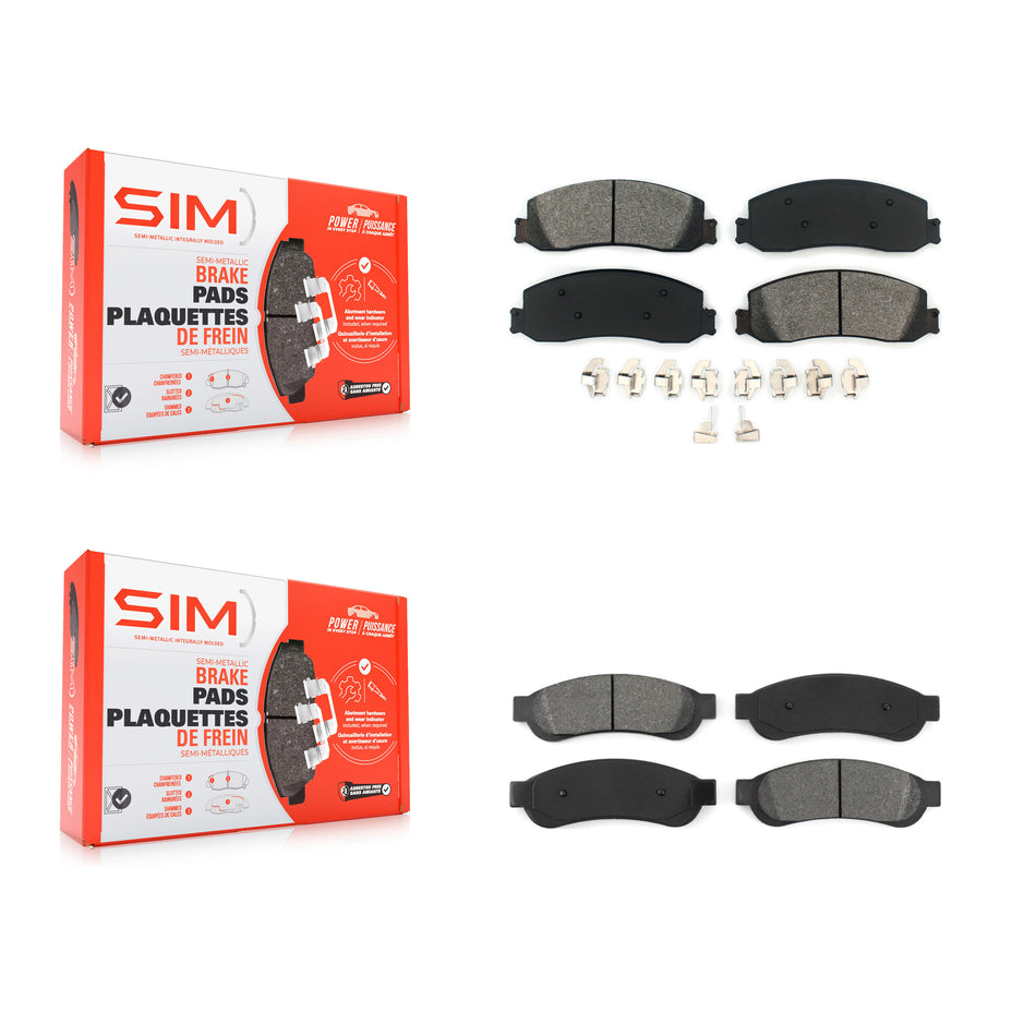 Front Rear Semi-Metallic Brake Pads Kit For Ford F-350 Super Duty F-250 KSM-100204