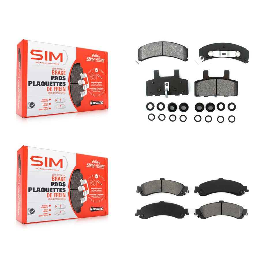 Front Rear Semi-Metallic Brake Pads Kit For 2000 GMC Yukon With Dual Piston Caliper KSM-100237