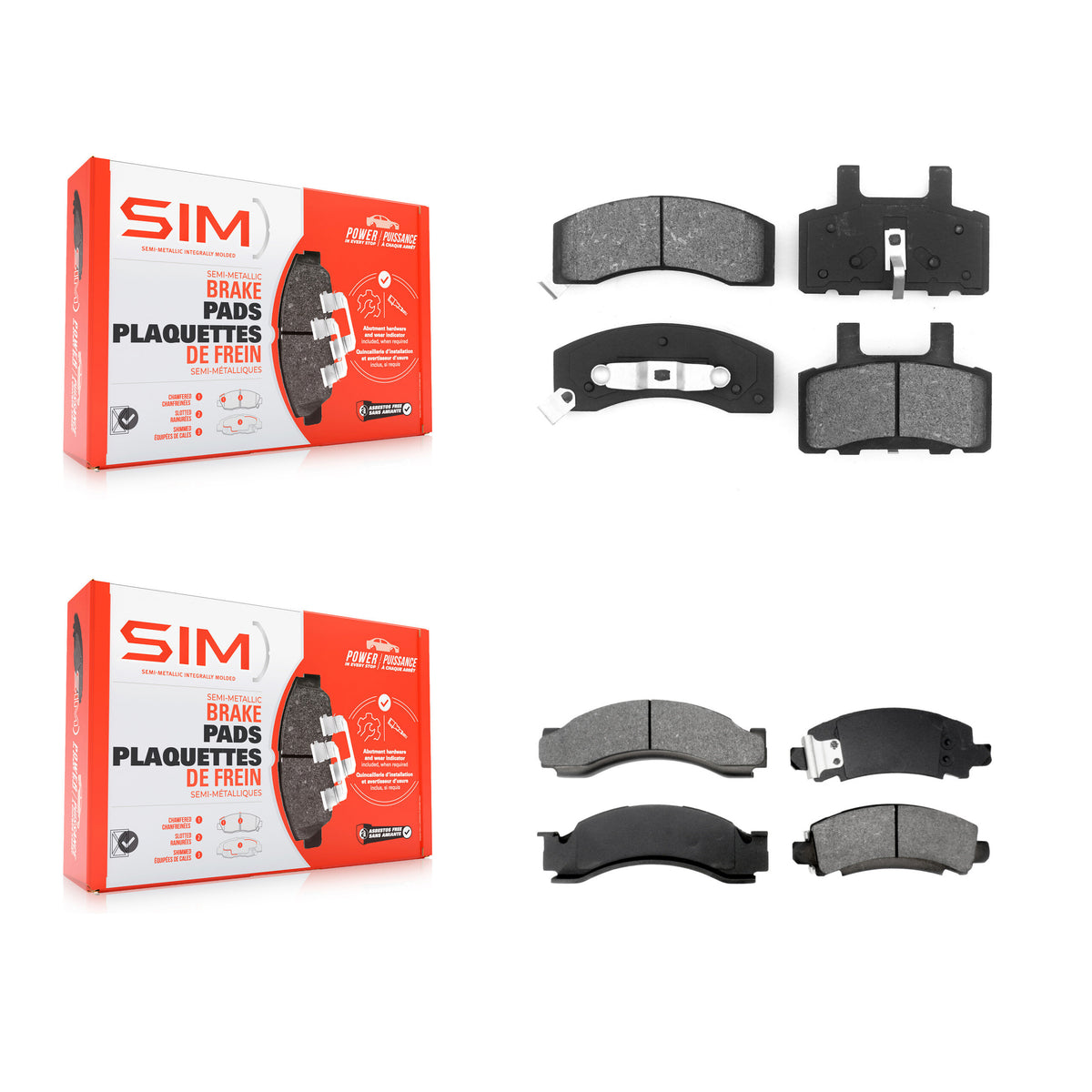Front Rear Semi-Metallic Brake Pad Kit For GMC C3500 Chevrolet K3500 C2500 K2500 Suburban KSM-100238