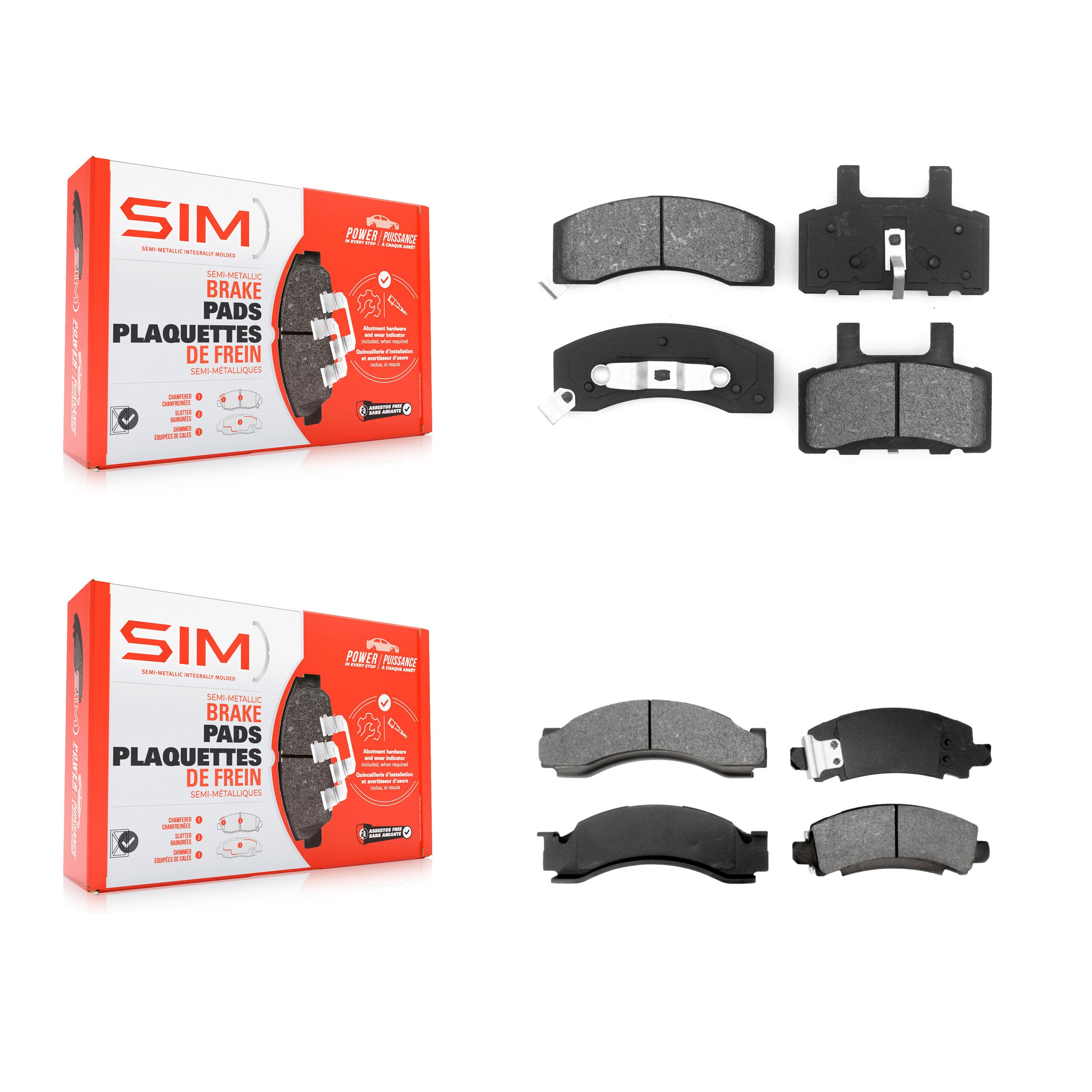 Front Rear Semi-Metallic Brake Pad Kit For GMC C3500 Chevrolet K3500 C2500 K2500 Suburban KSM-100238