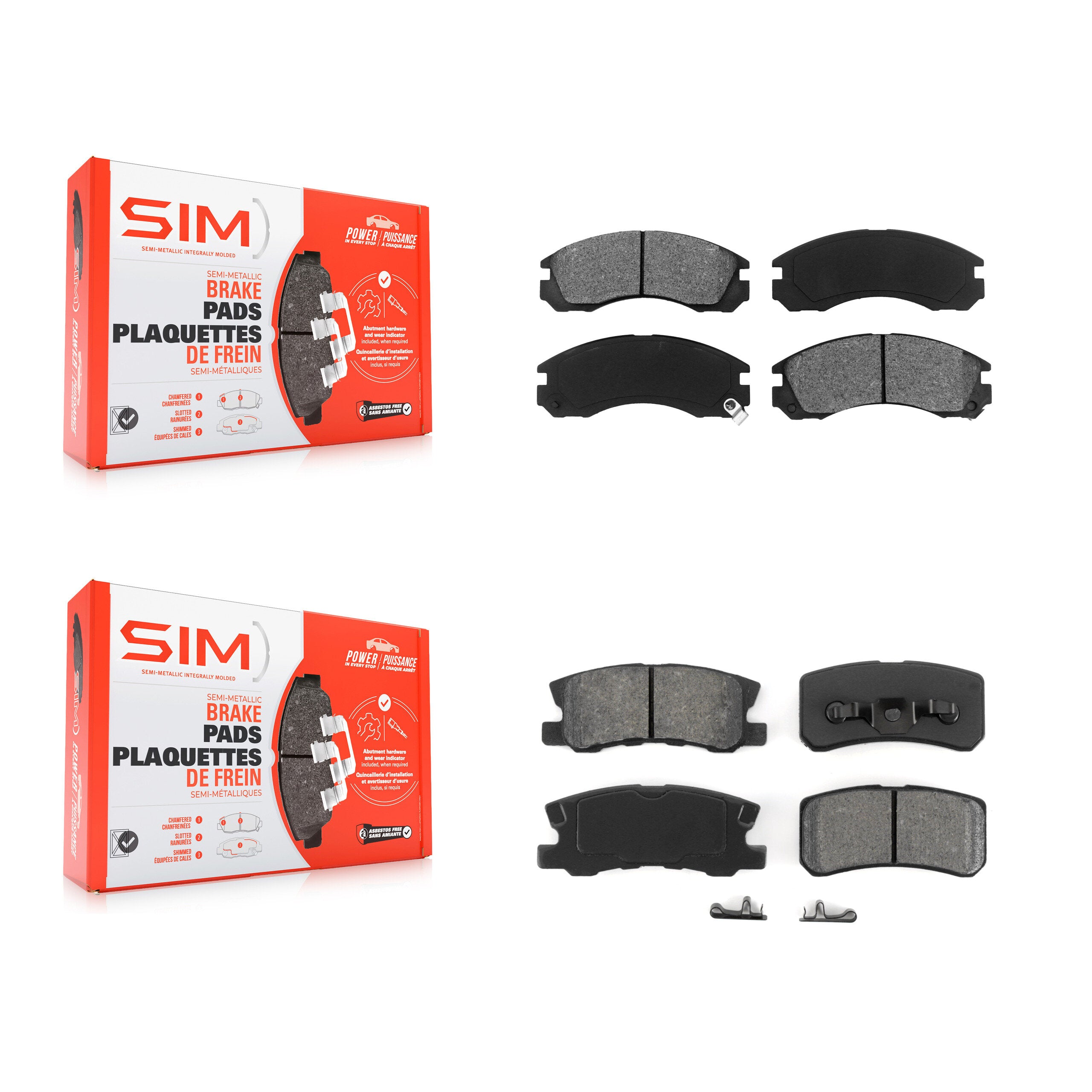 Front Rear Semi-Metallic Brake Pads Kit For Mitsubishi Lancer Montero KSM-100263