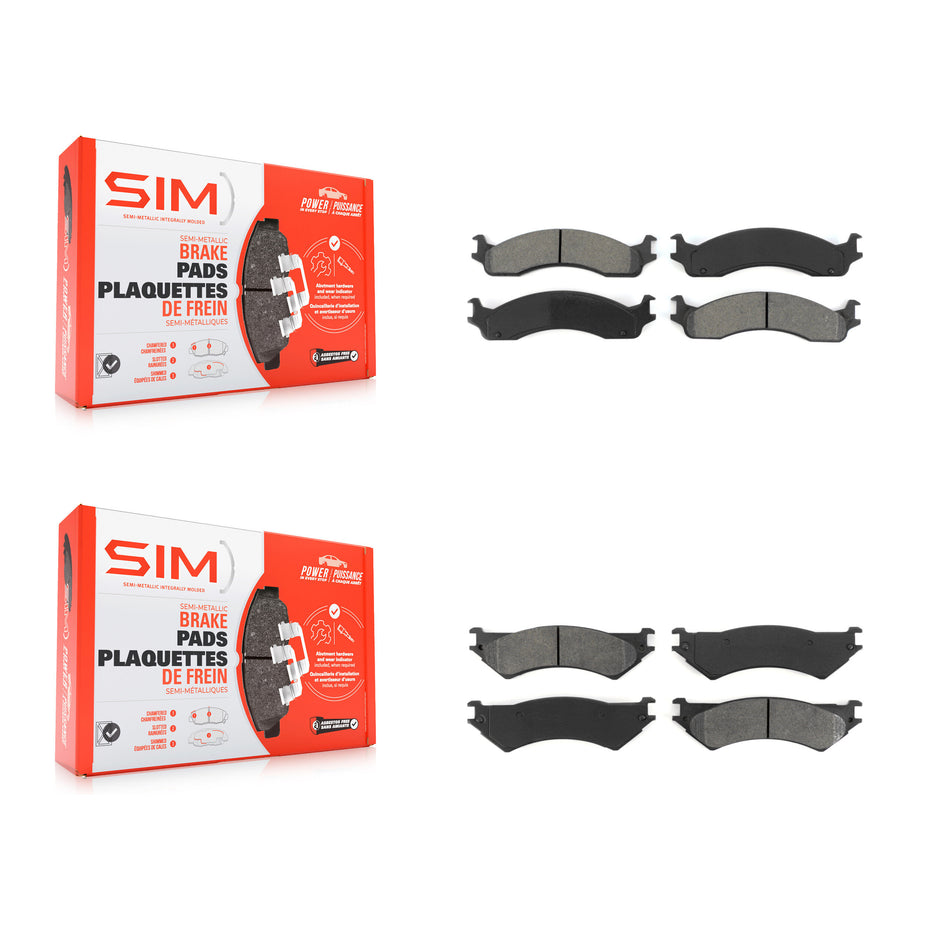 Front Rear Semi-Metallic Brake Pads Kit For Ford E-350 Super Duty E-250 Econoline Club KSM-100293