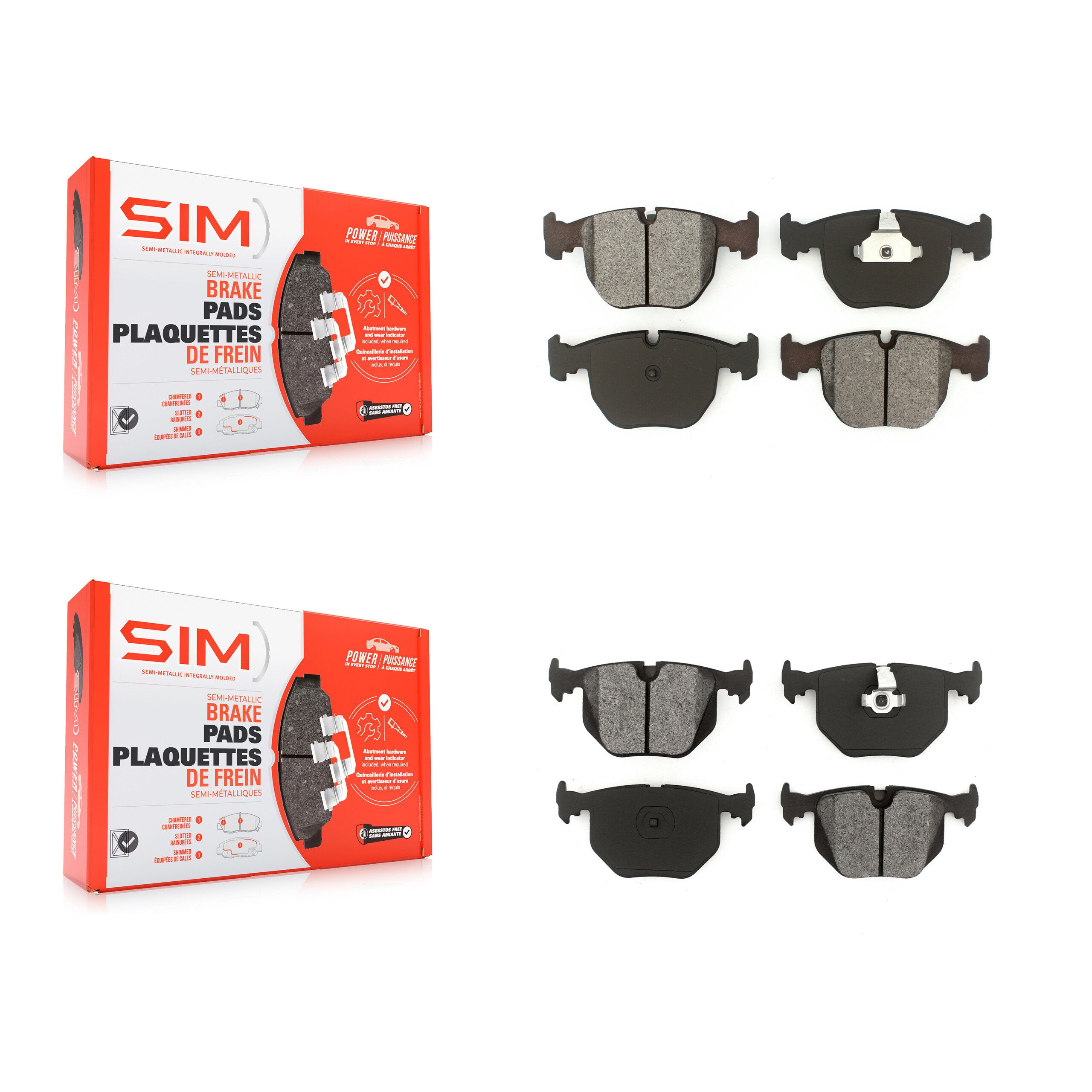 Front Rear Semi-Metallic Brake Pads Kit For BMW X5 M5 Land Rover Range 740i 740iL KSM-100296