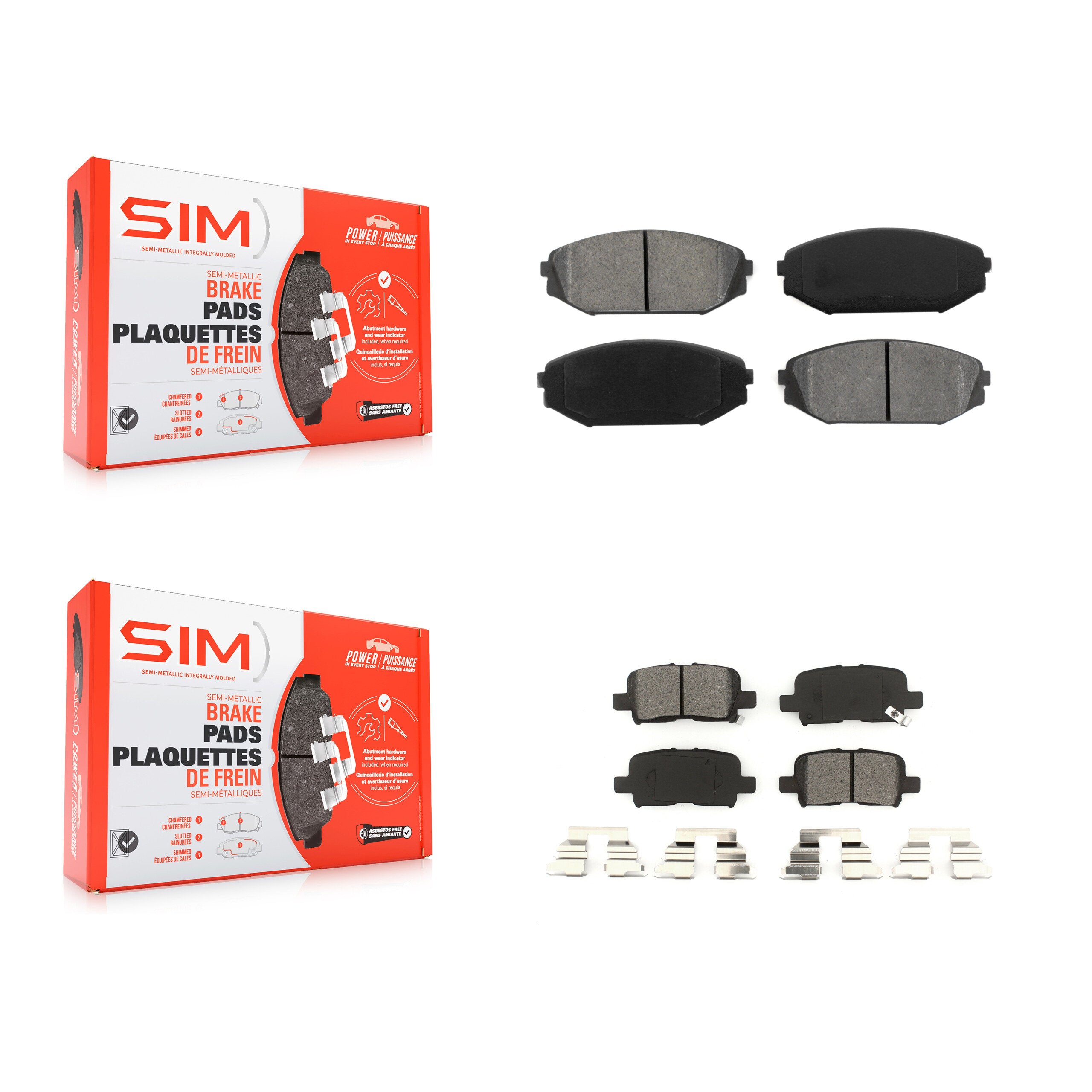 Front Rear Semi-Metallic Brake Pads Kit For Honda Odyssey Acura MDX KSM-100337