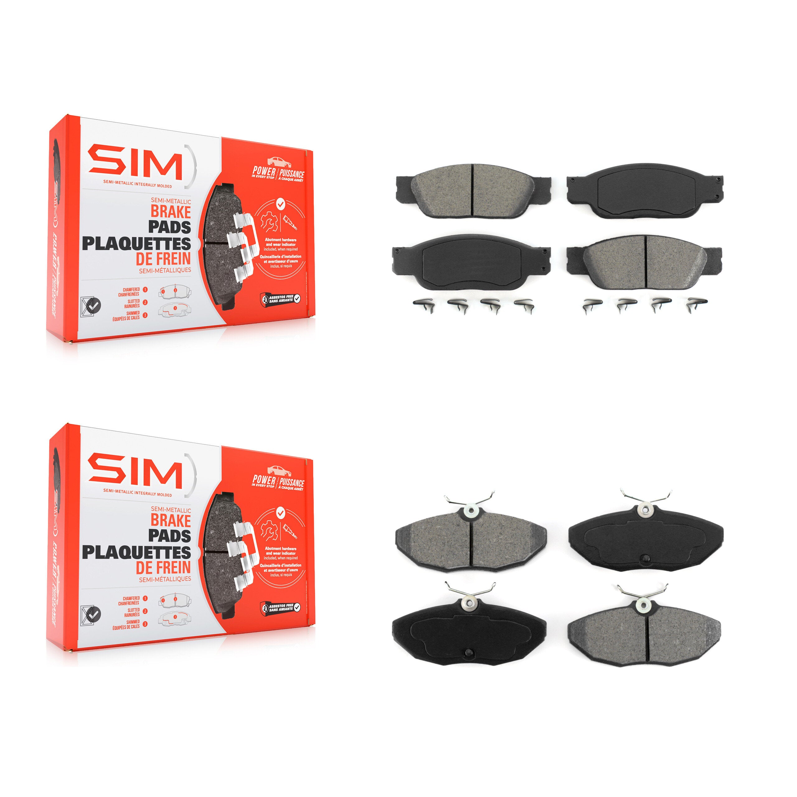 Front Rear Semi-Metallic Brake Pads Kit For Ford Thunderbird Lincoln LS Jaguar S-Type KSM-100341